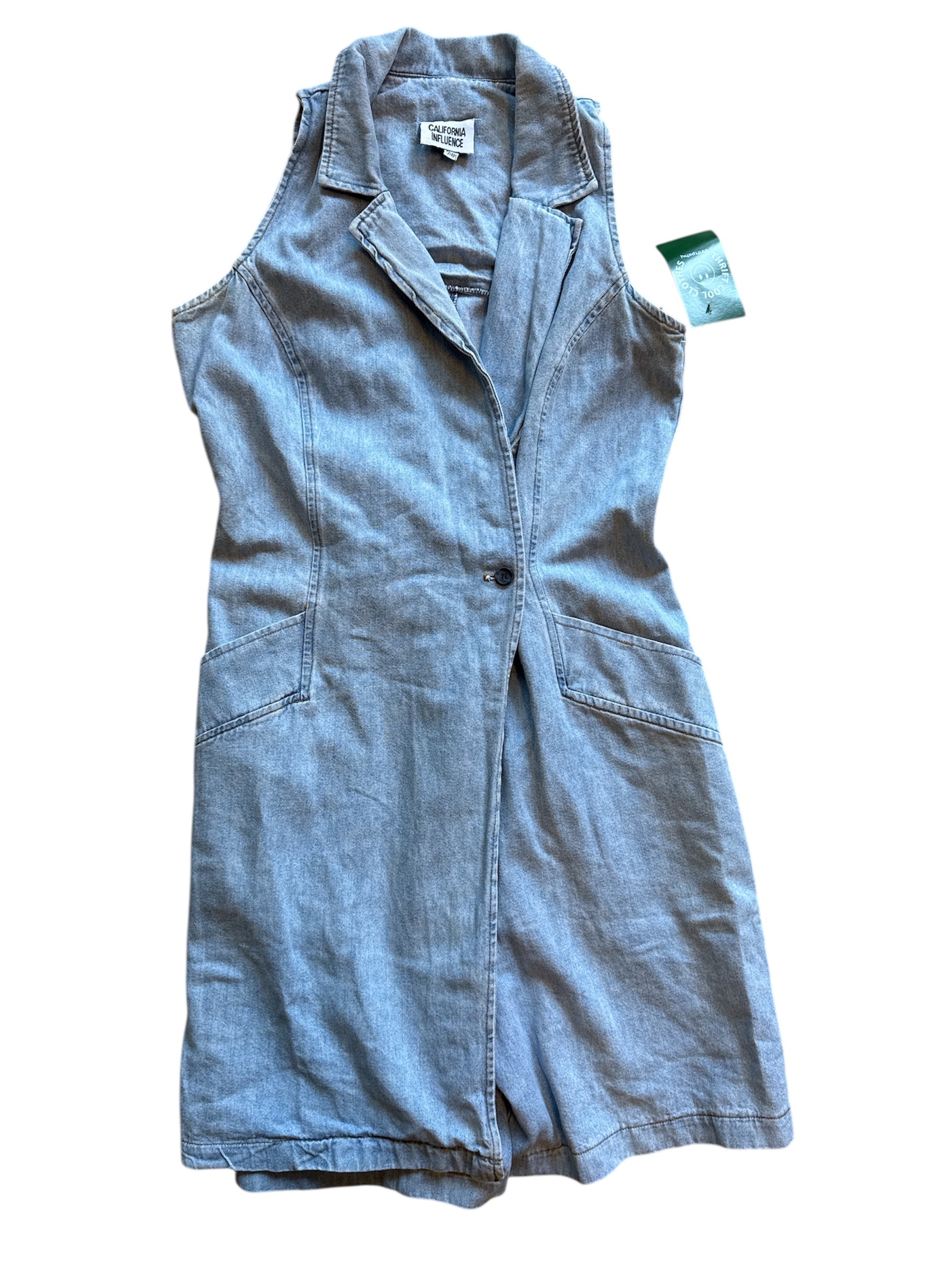 blue california influence vtg chambray tank dress, 7/8