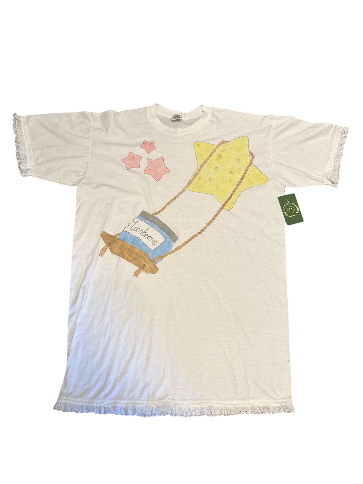 white jerzees moonbeams star tshirt, OS
