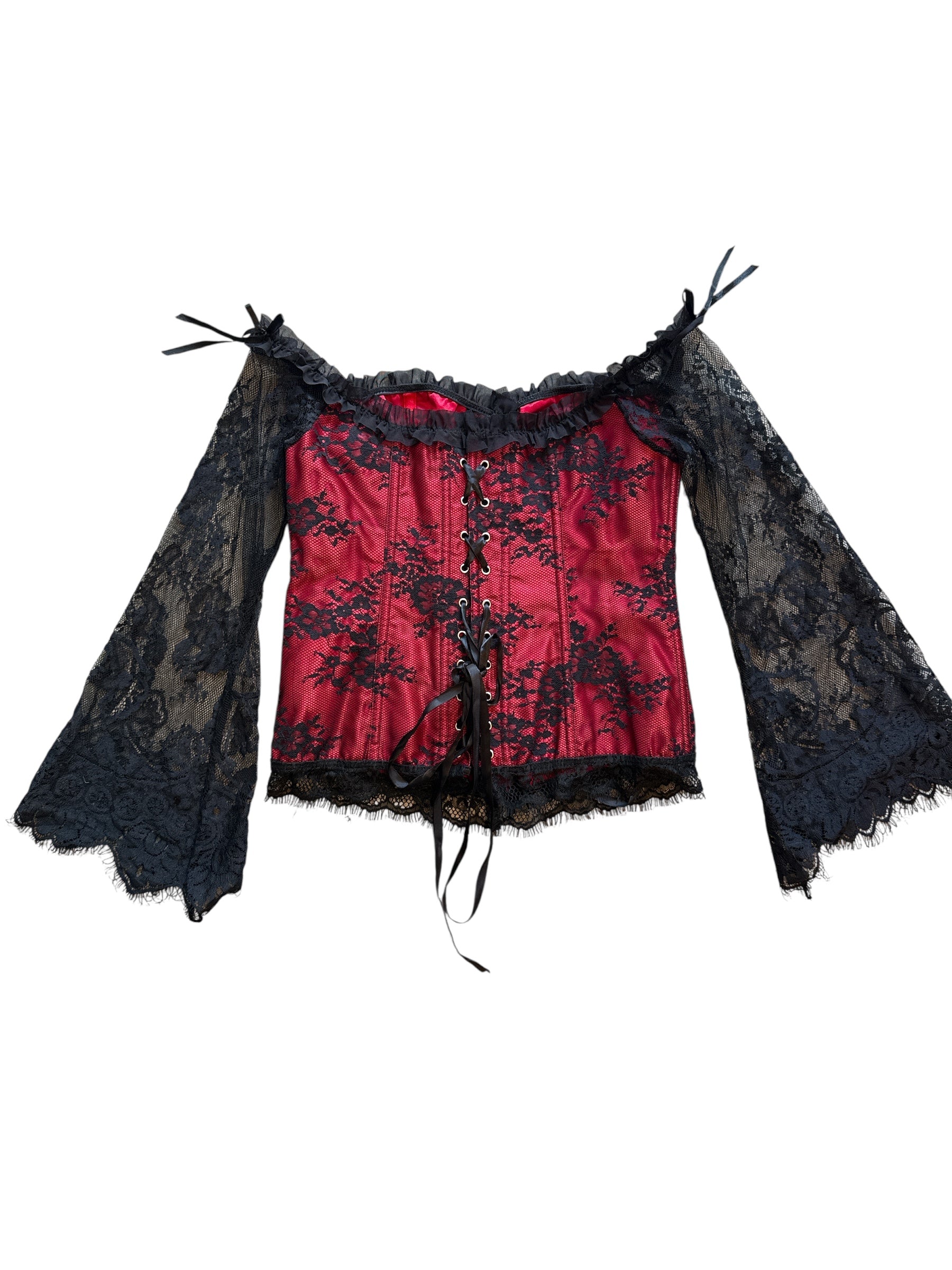 Red black  Lace corset, XL