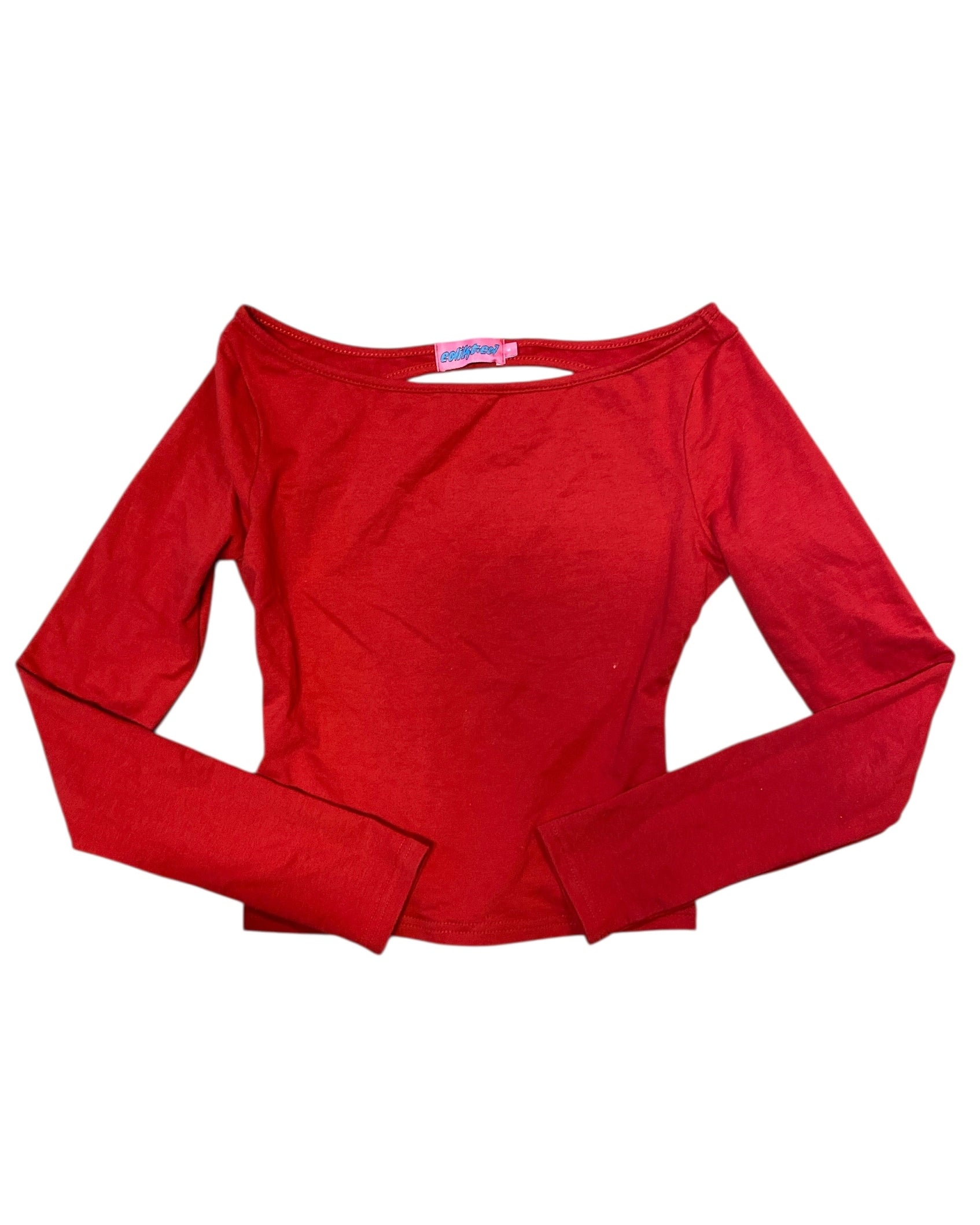 red edikted open back ls w heart clasp, s