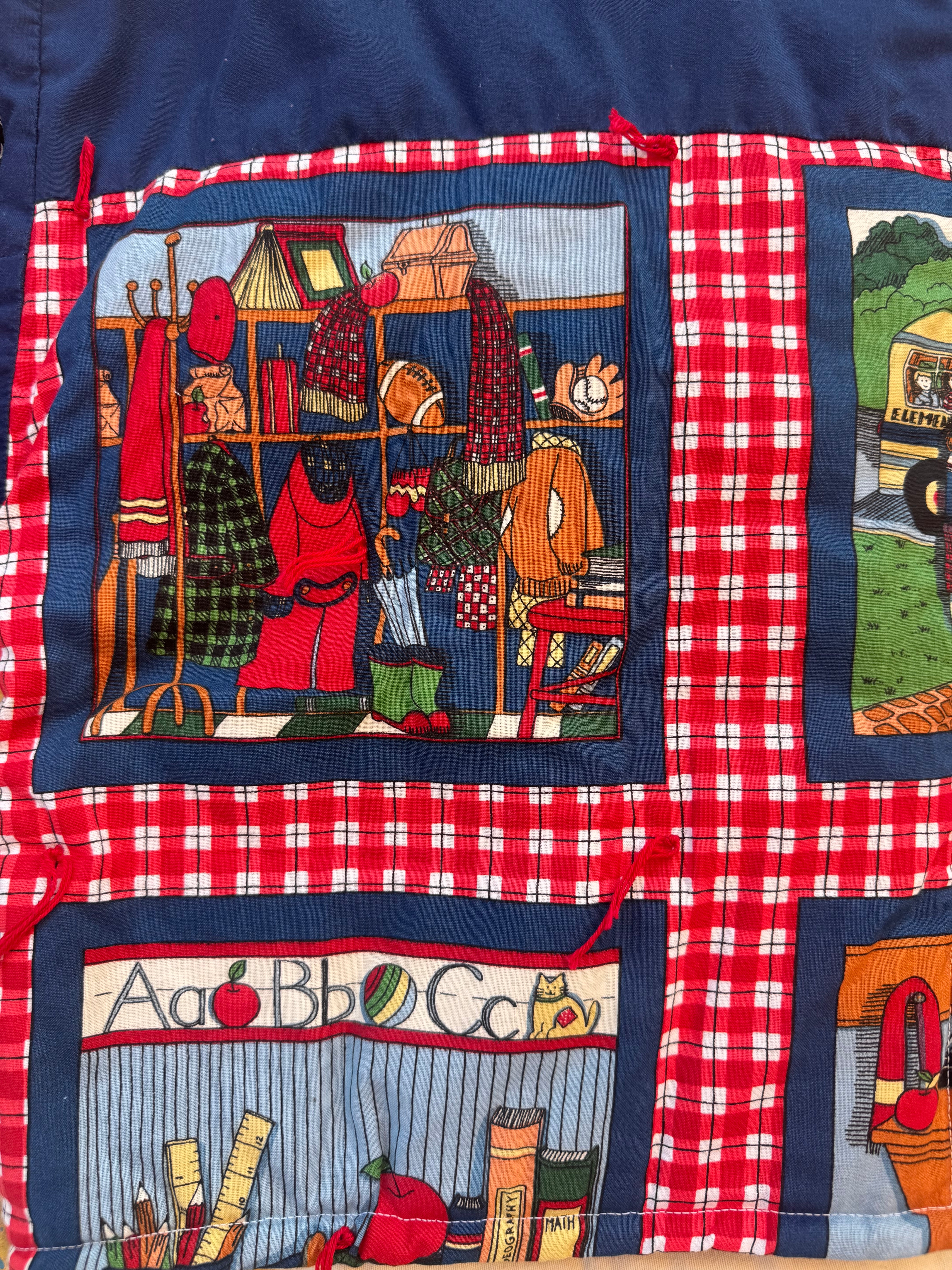 Blue red Shelby Lynn lives Handmade quilted school jacket, L