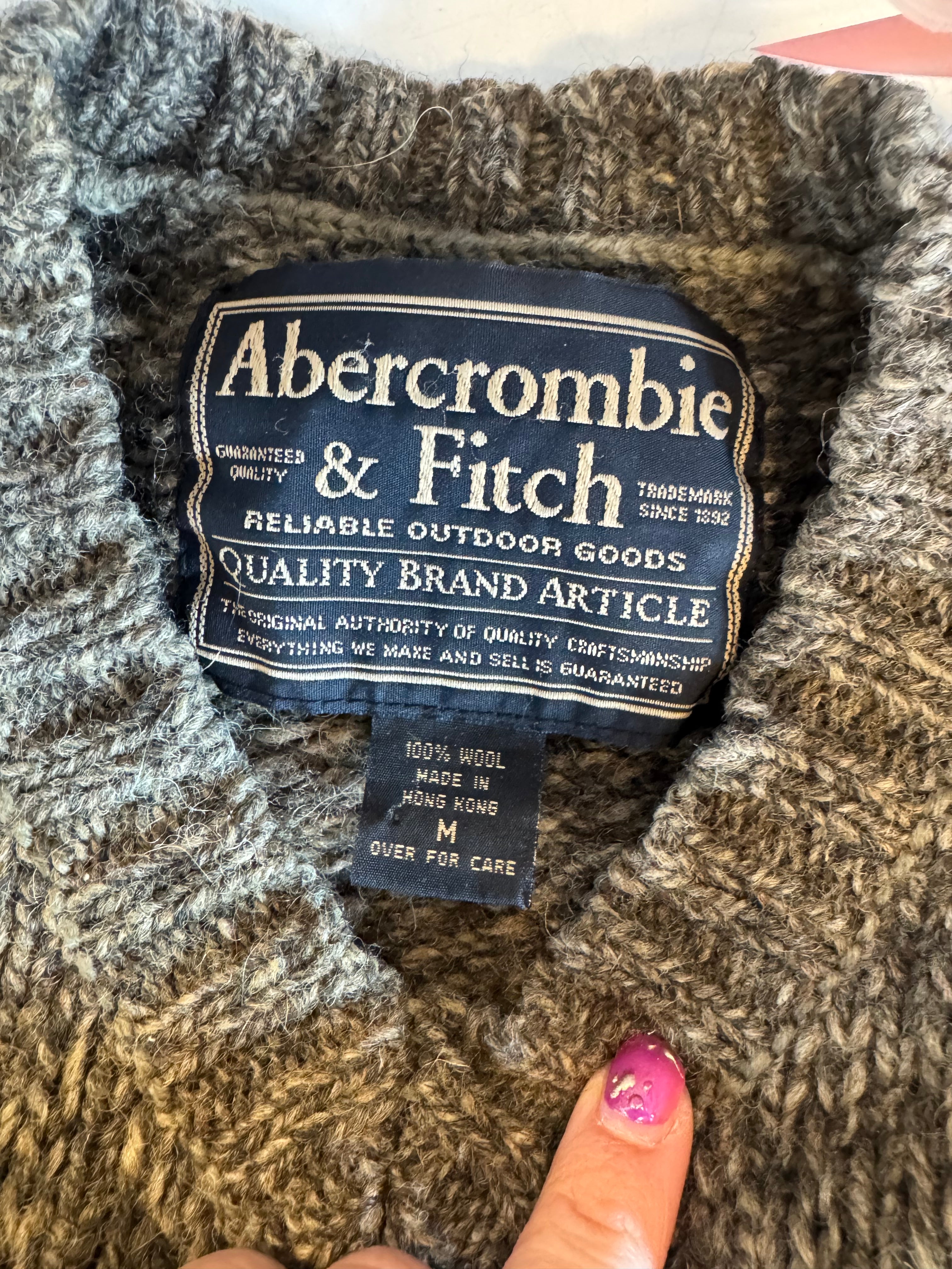 brown abercrombie & fitch vtg 100% wool sweater, m