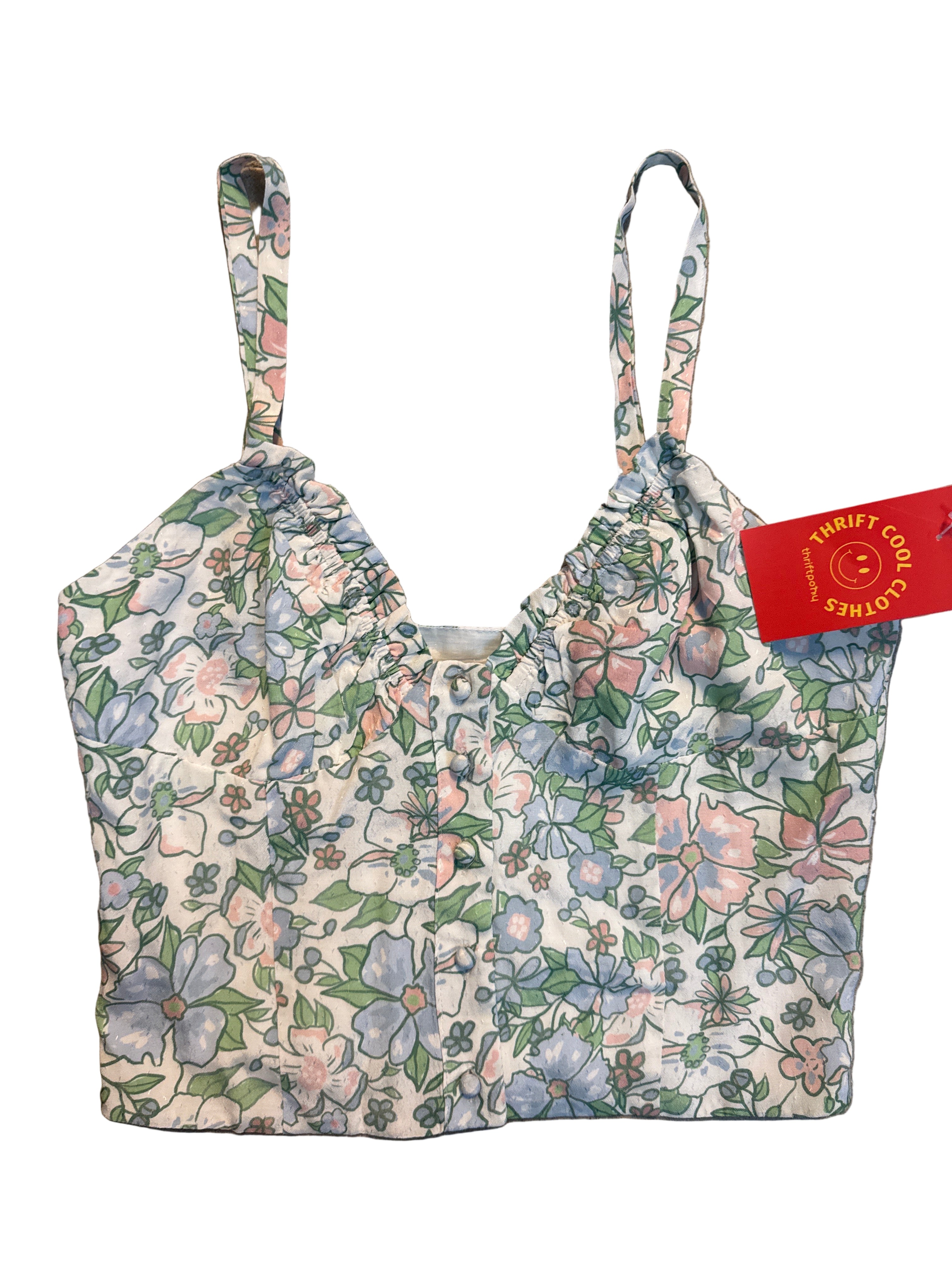 white green blue pink princess polly floral bustier buttont ank, 4