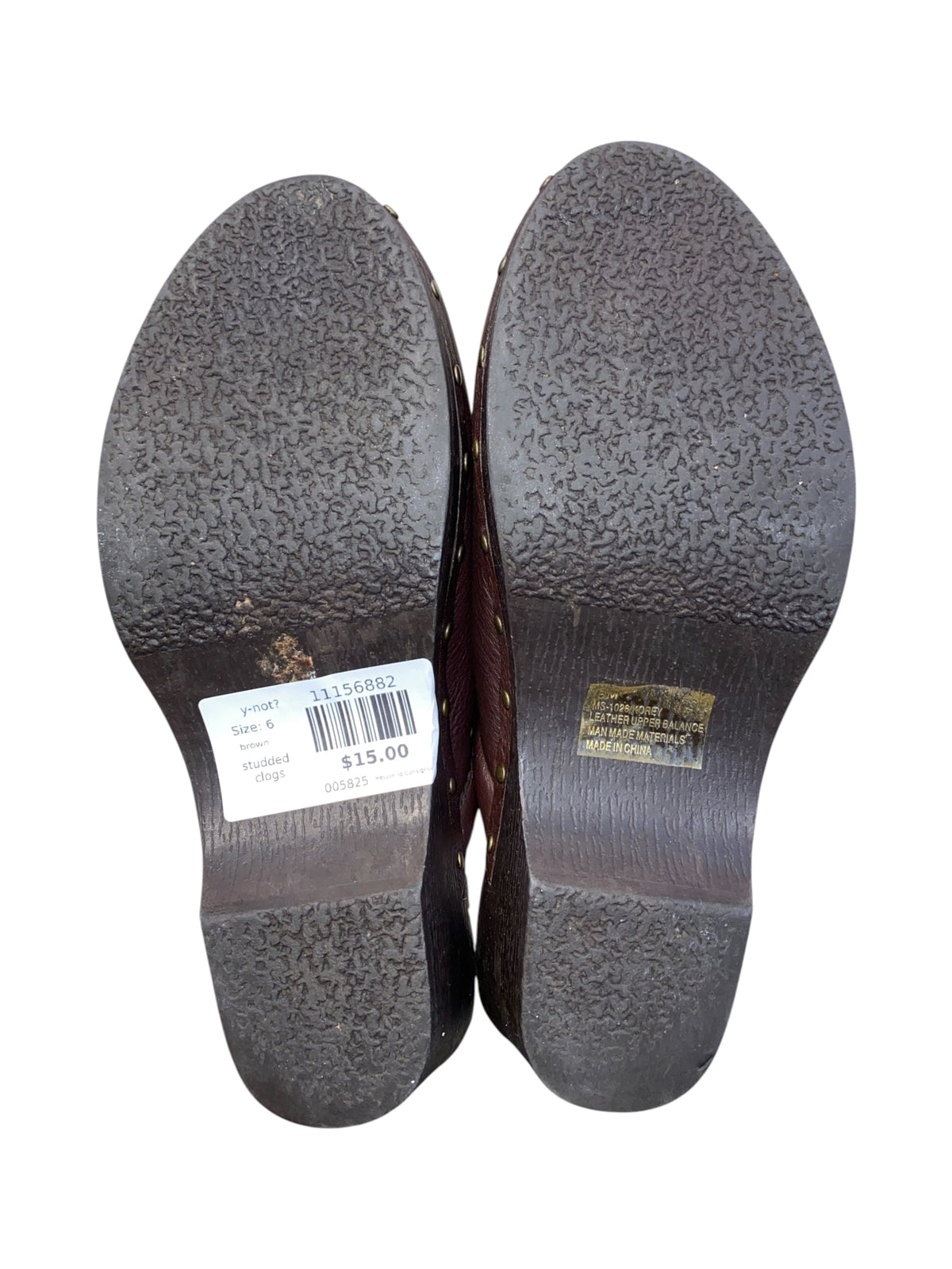 brown y-not? studded clogs, 6