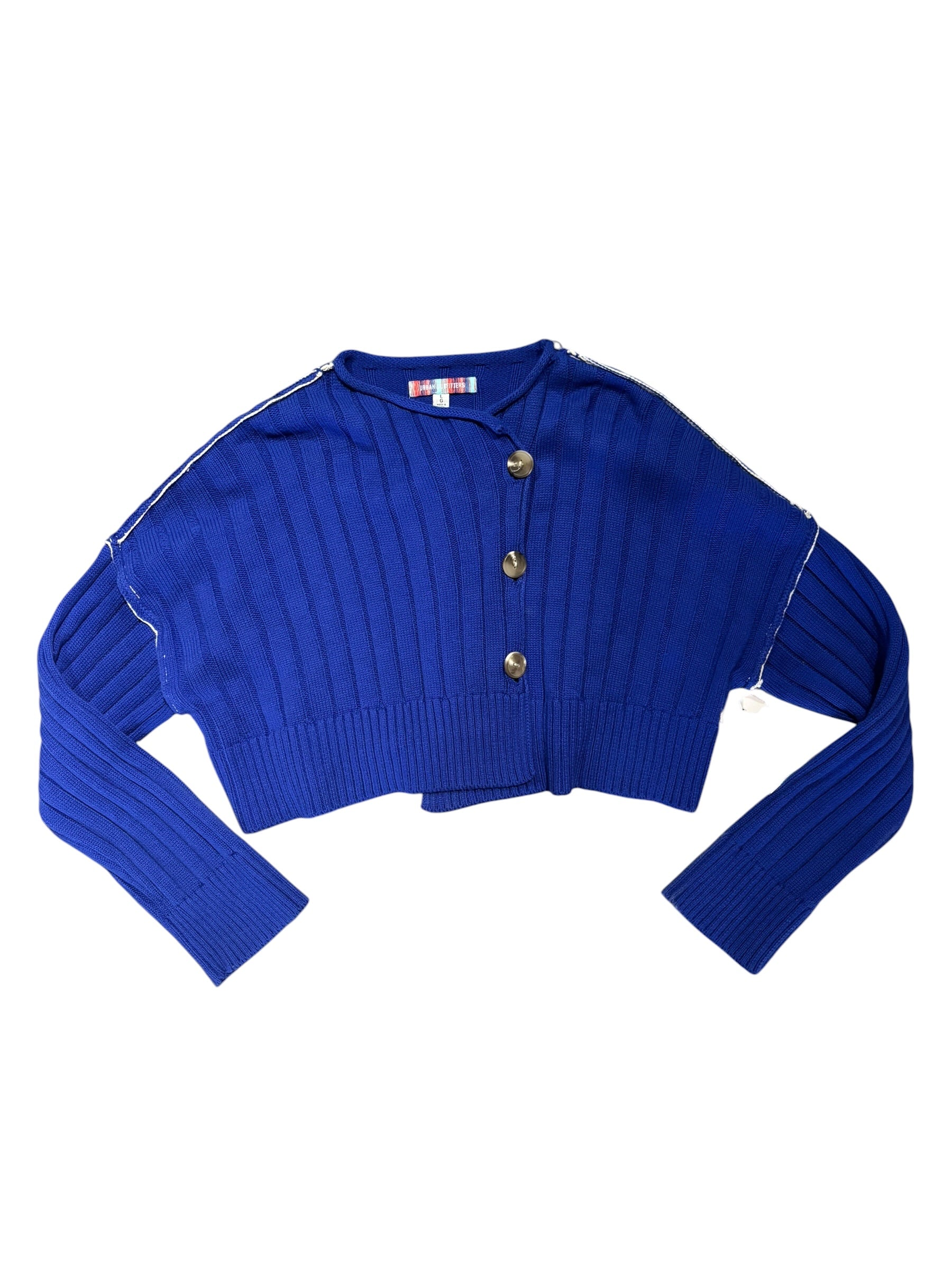 blue urban outfitters knit ls button up sweater, L