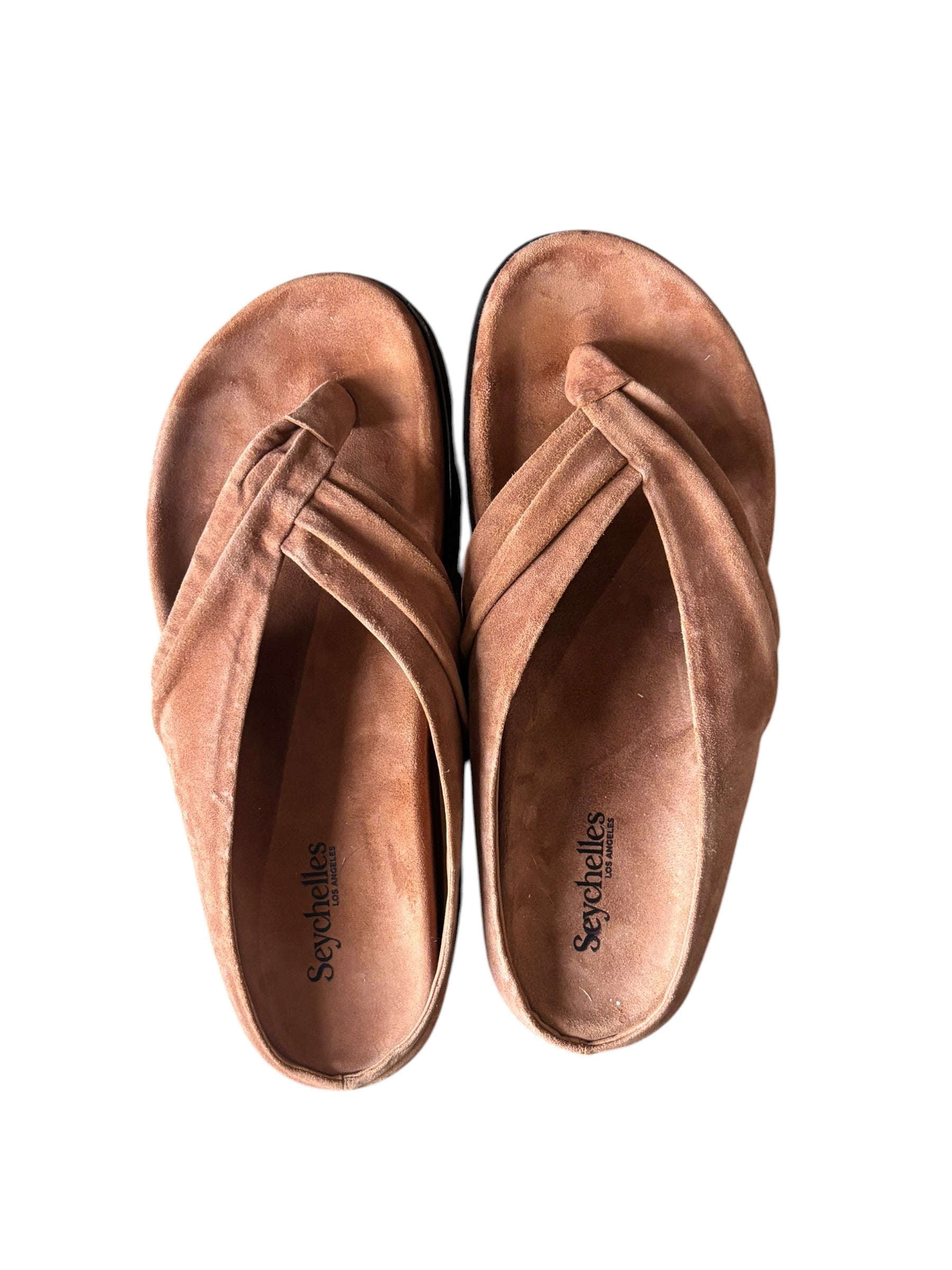 brown seychelle suede flip flops, 9