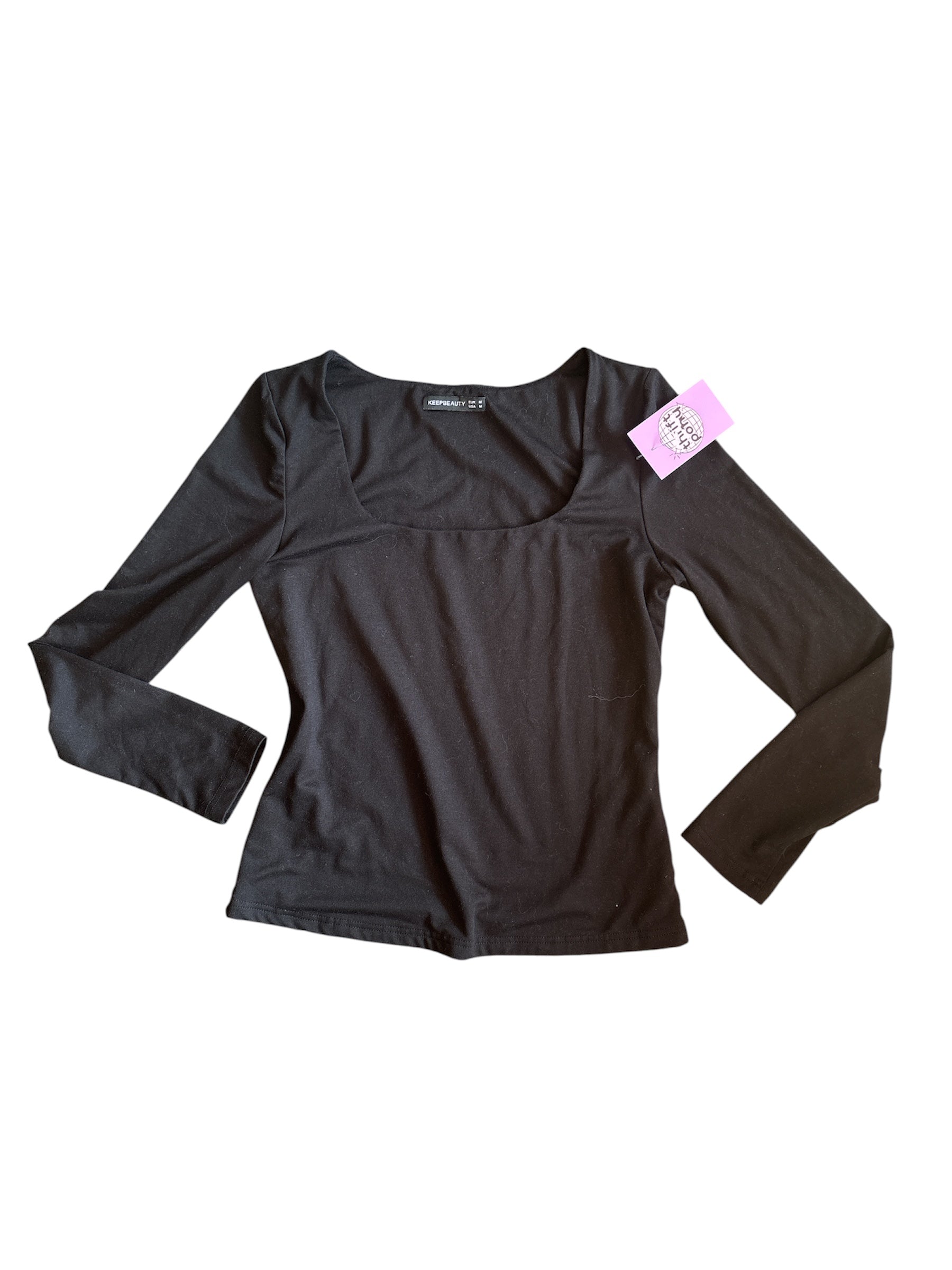 Black keepbeauty ls simple top, M