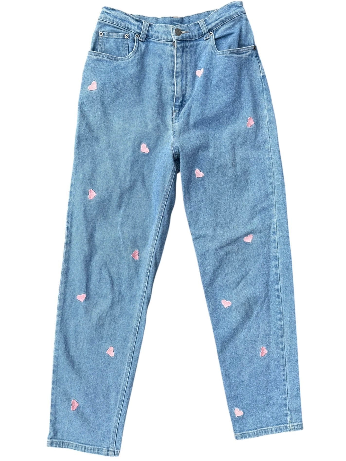 Blue pink Quacker factory Straight leg heart jeans, 8