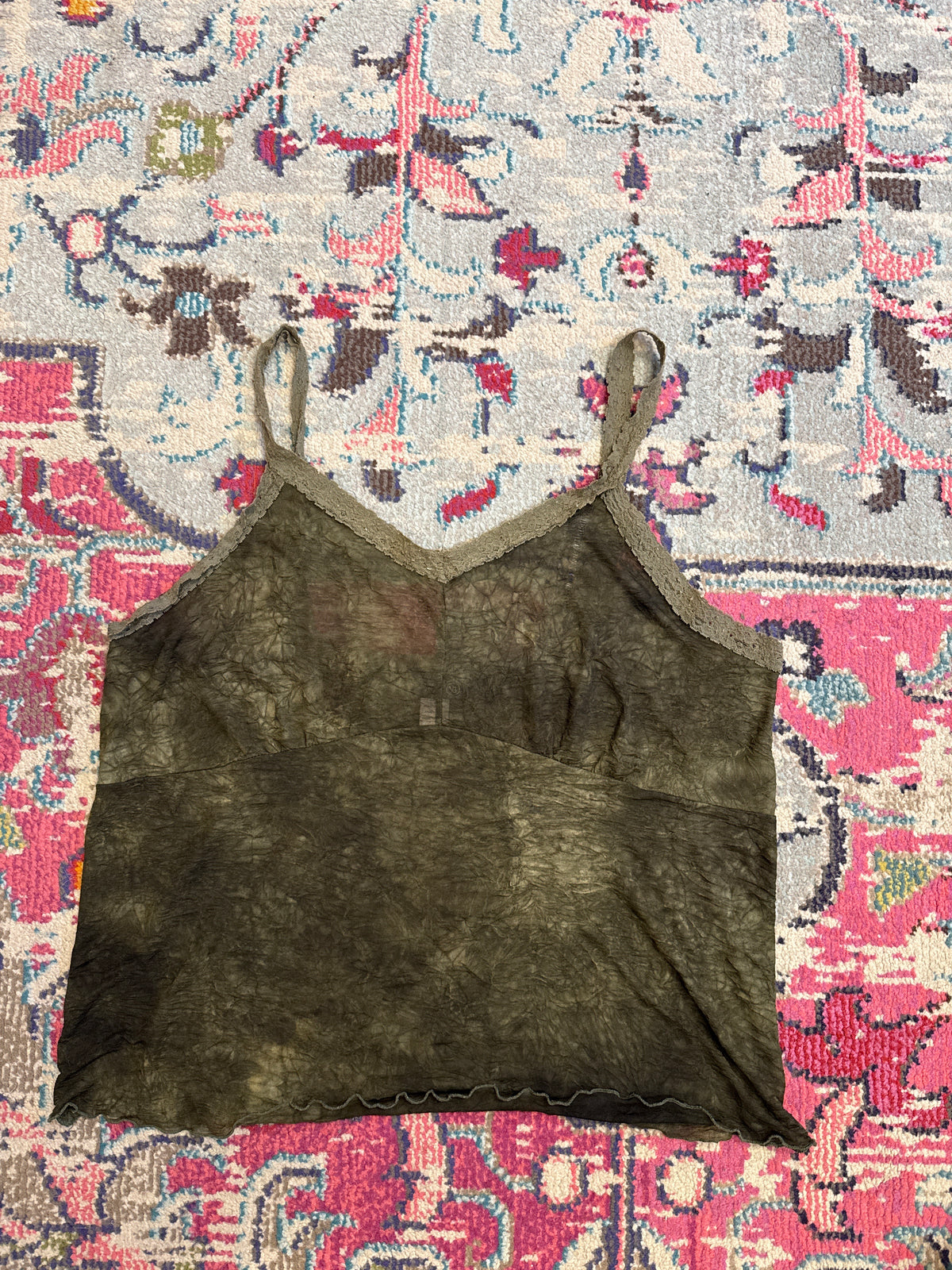 Green Venezia Jeans Lace trim cami top, 22/24