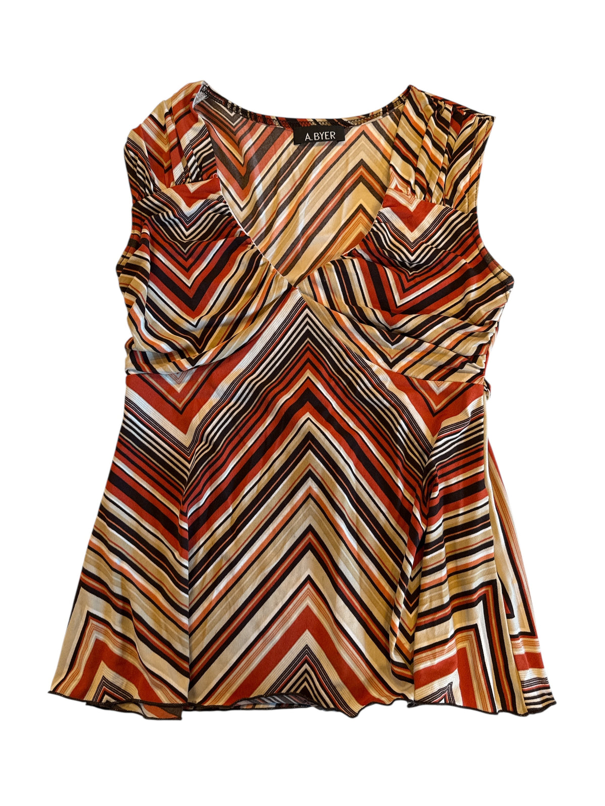 Brown orange cream A byer Y2k chevron baby doll, M