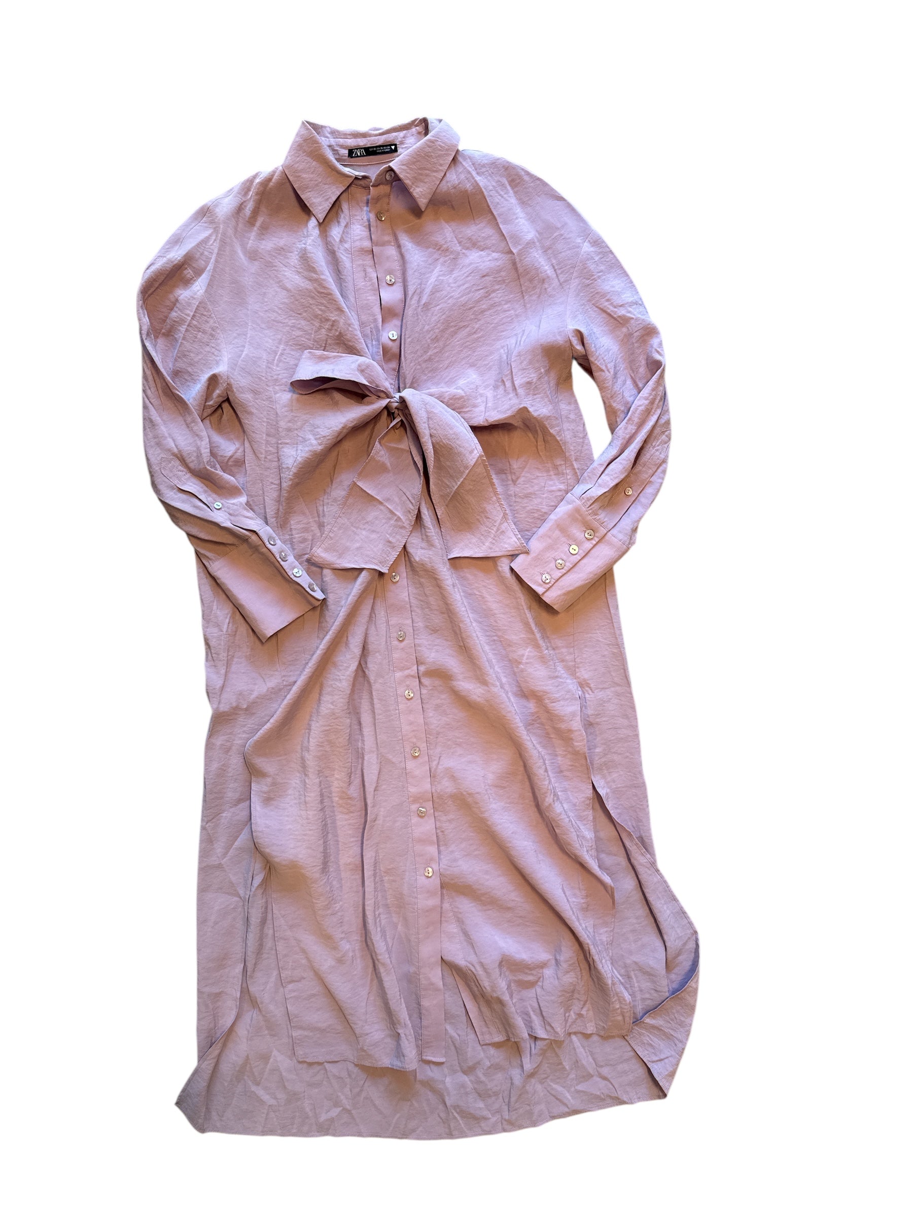pink Zara button down dress, XS