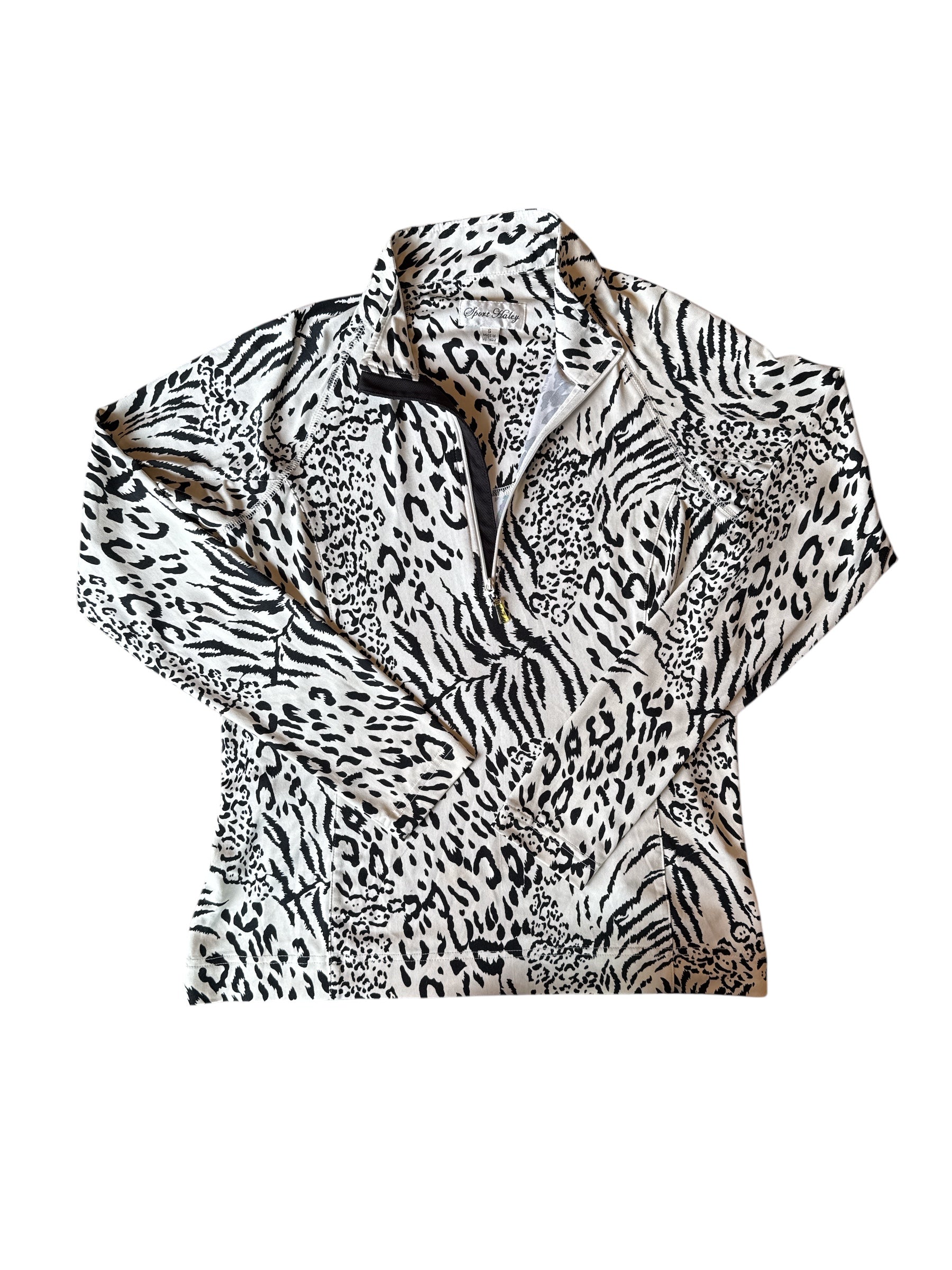 White black Sport Haley Animal print 1/4 zip jacket, S