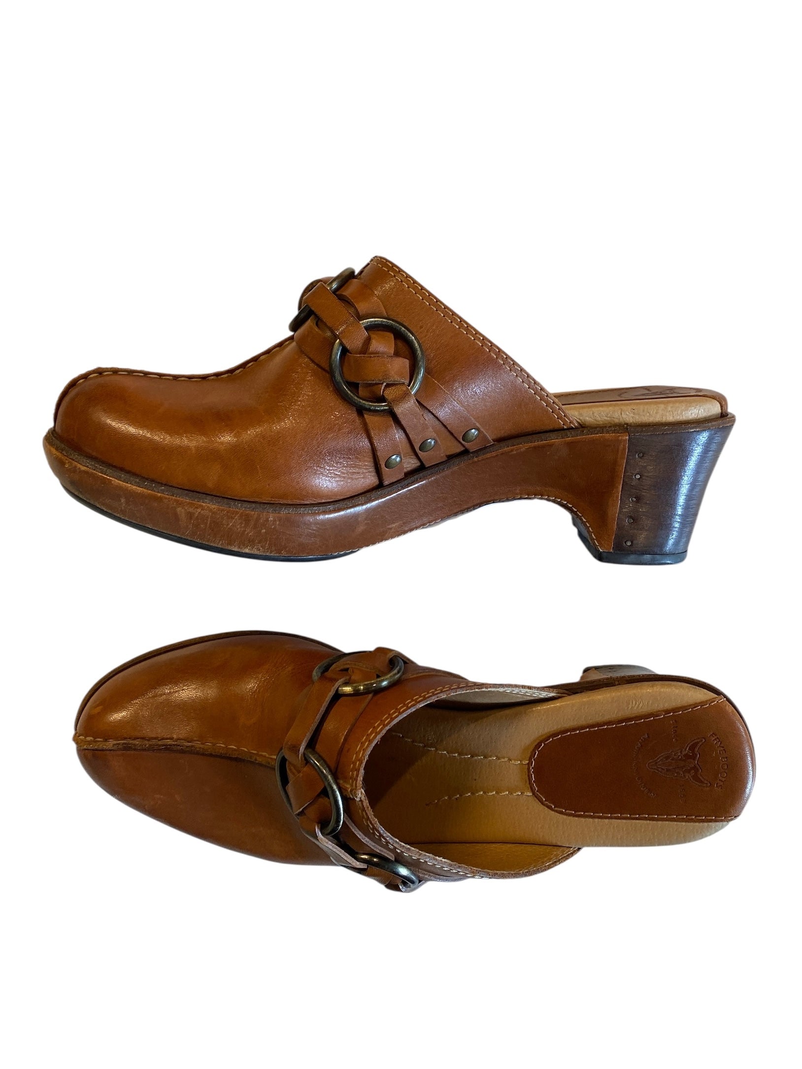 brown frye leather clogs, 7 womens