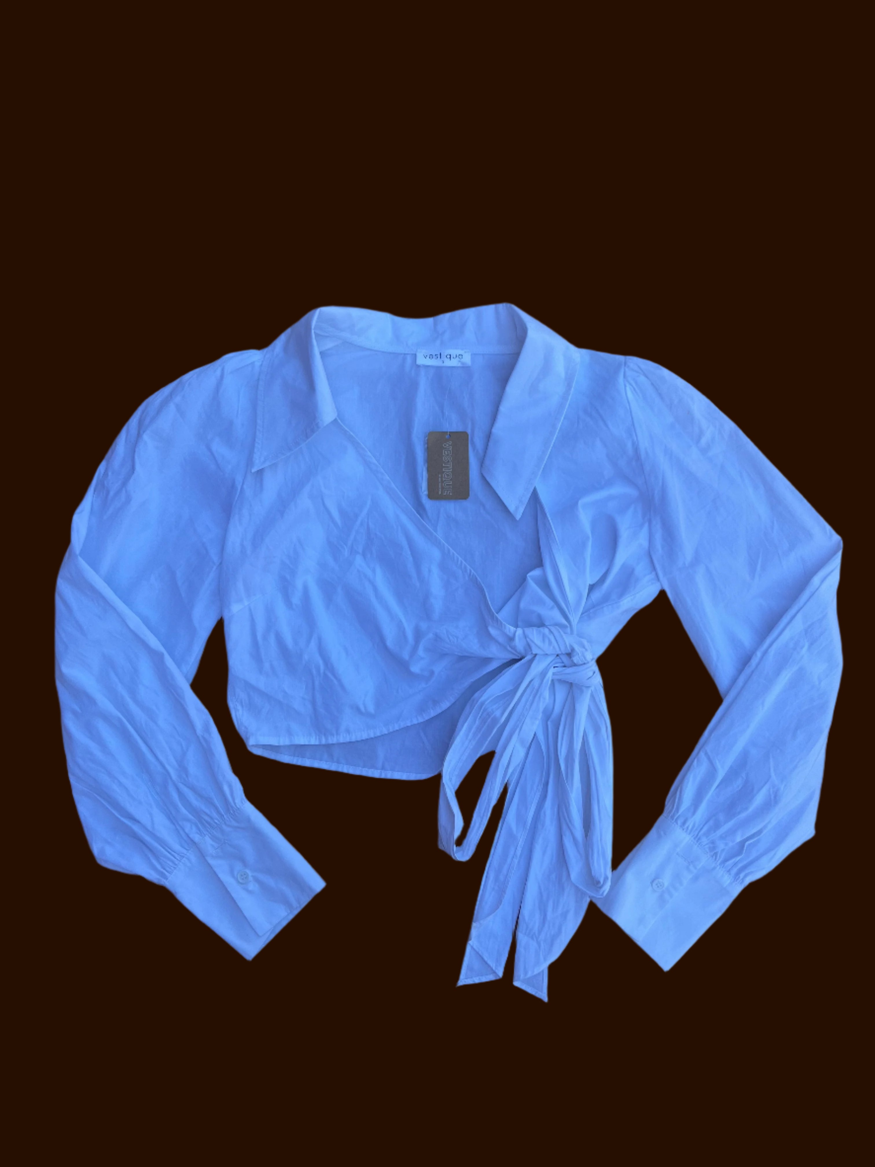 white vestique nwt tie top, s