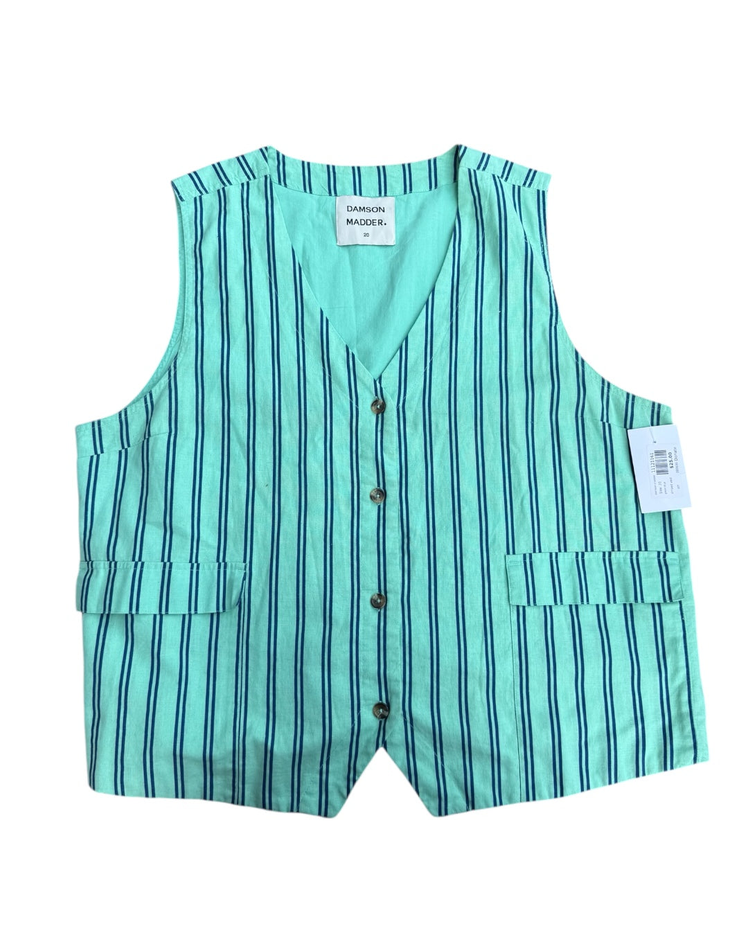 green blue damson madder striped vest, 20