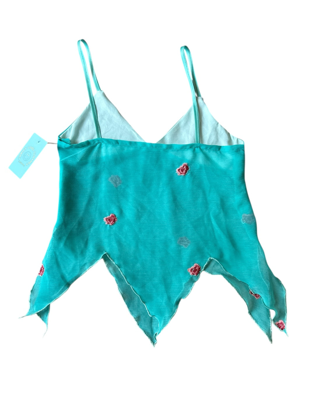 teal pink  handmade y2k tank, s