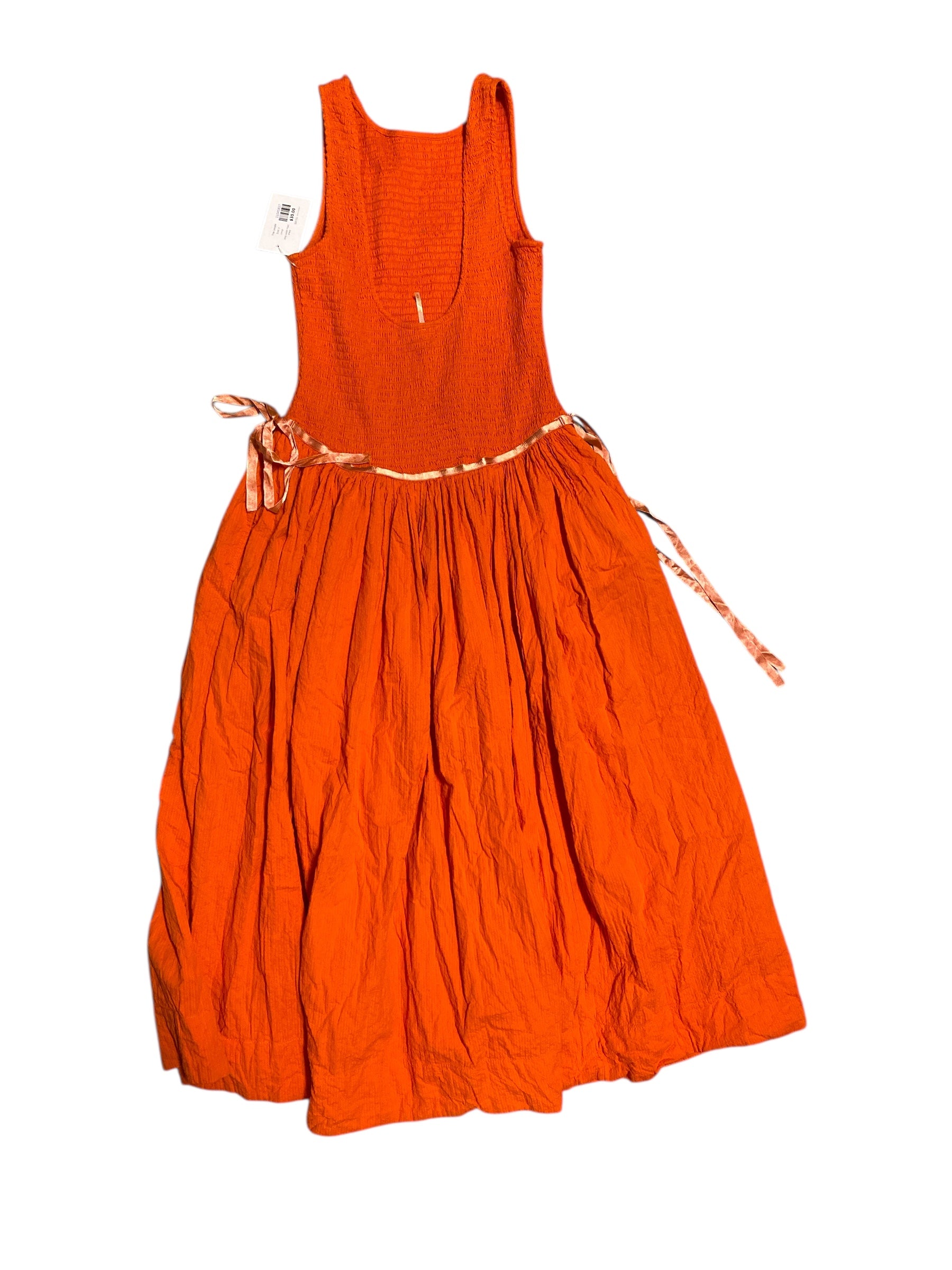 orange free people drop waist maxi dress, s