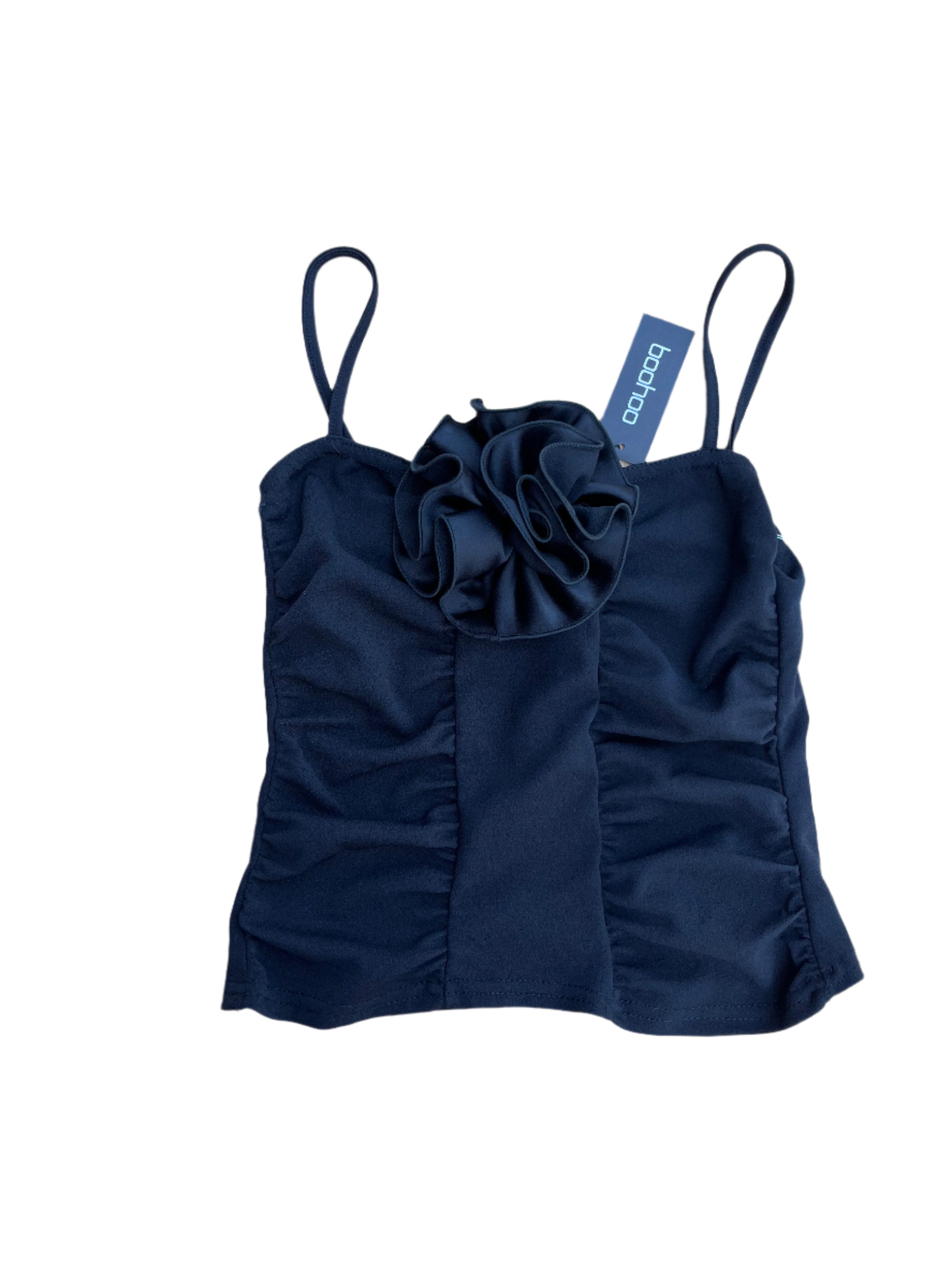 black boohoo rose front tank, 8