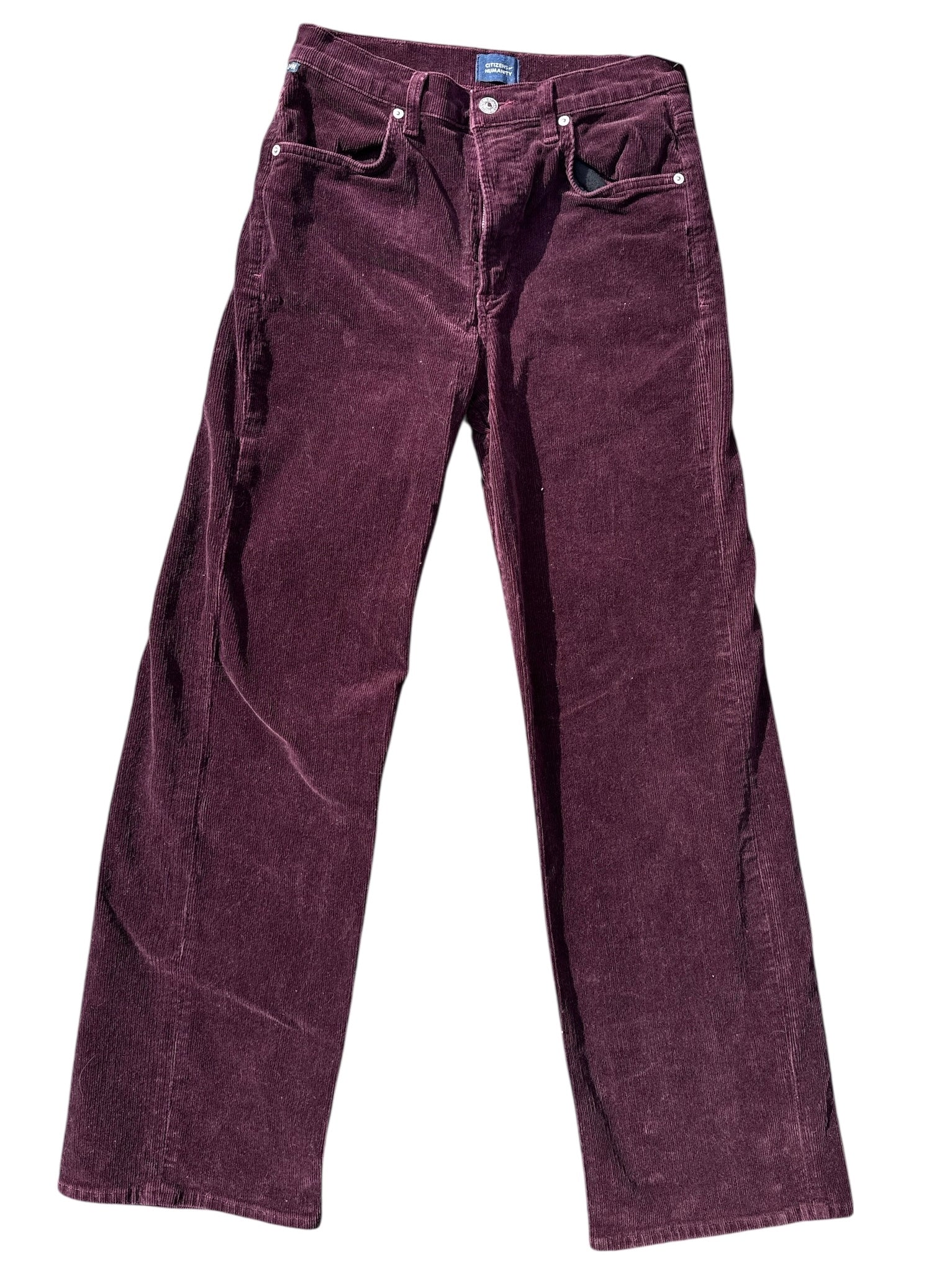 burgundy citizens of humanity cord pants, 27