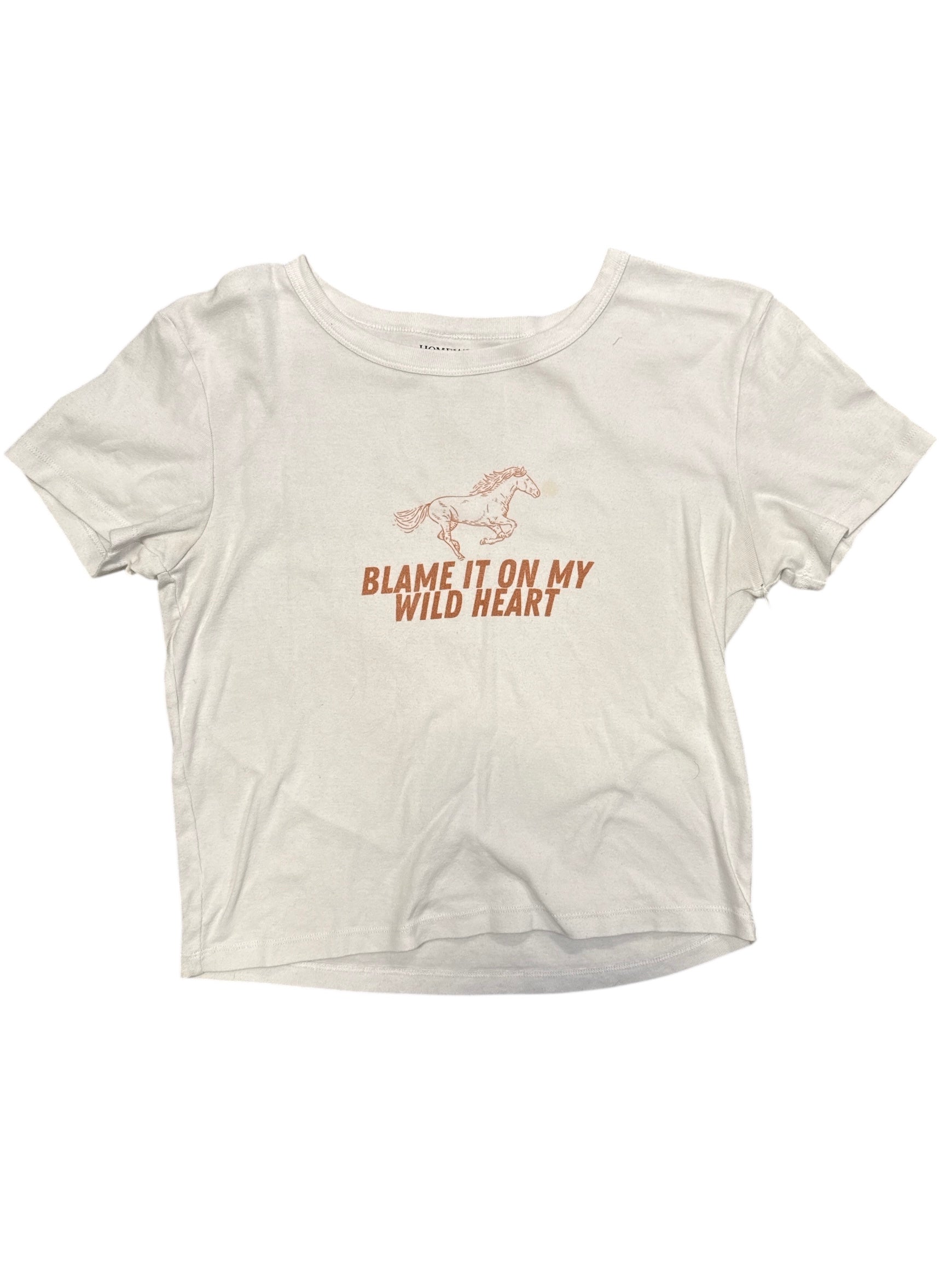 White Homewurk Blame it on my wild heart tee, L
