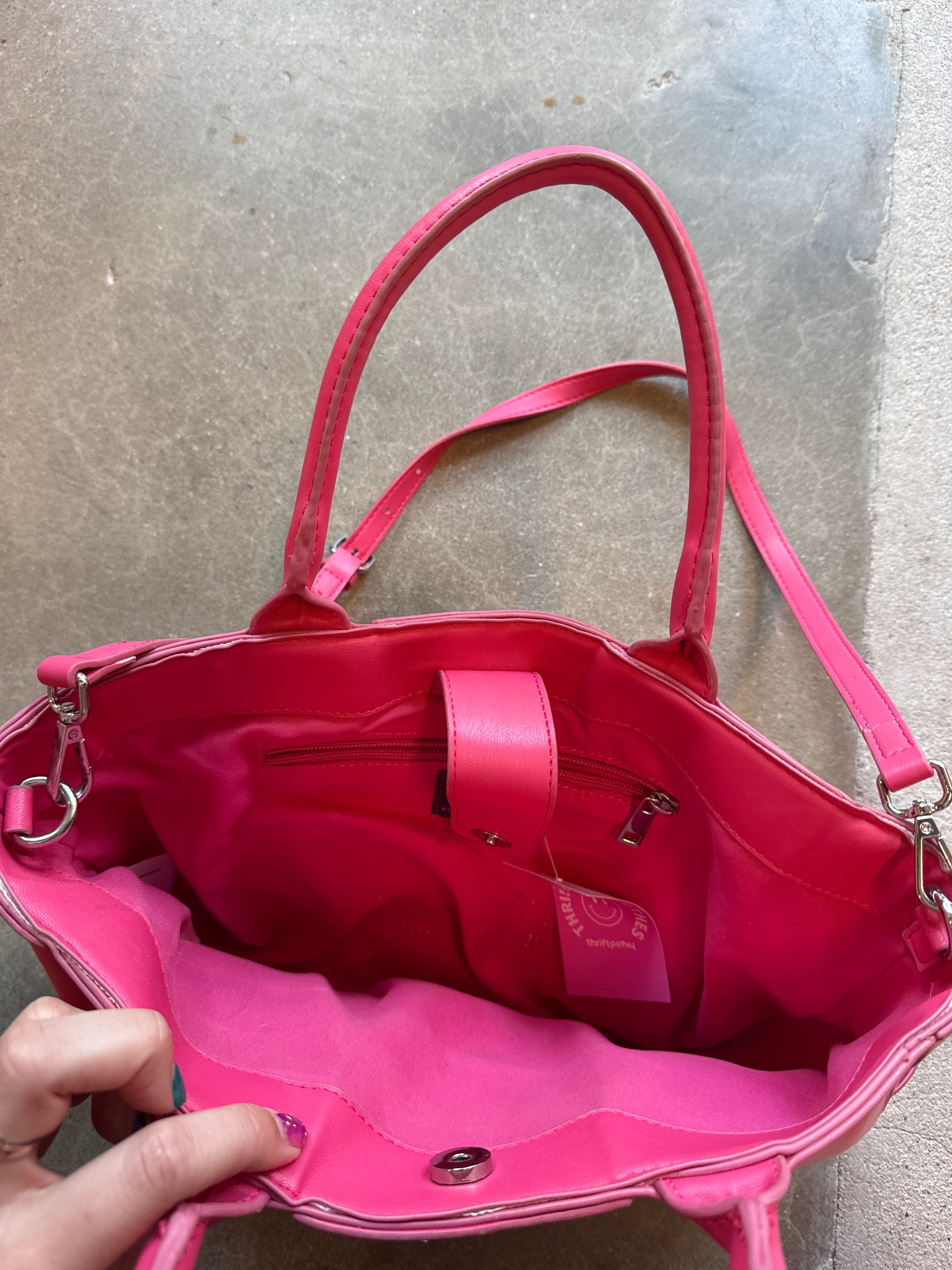 pink worthington woven bag