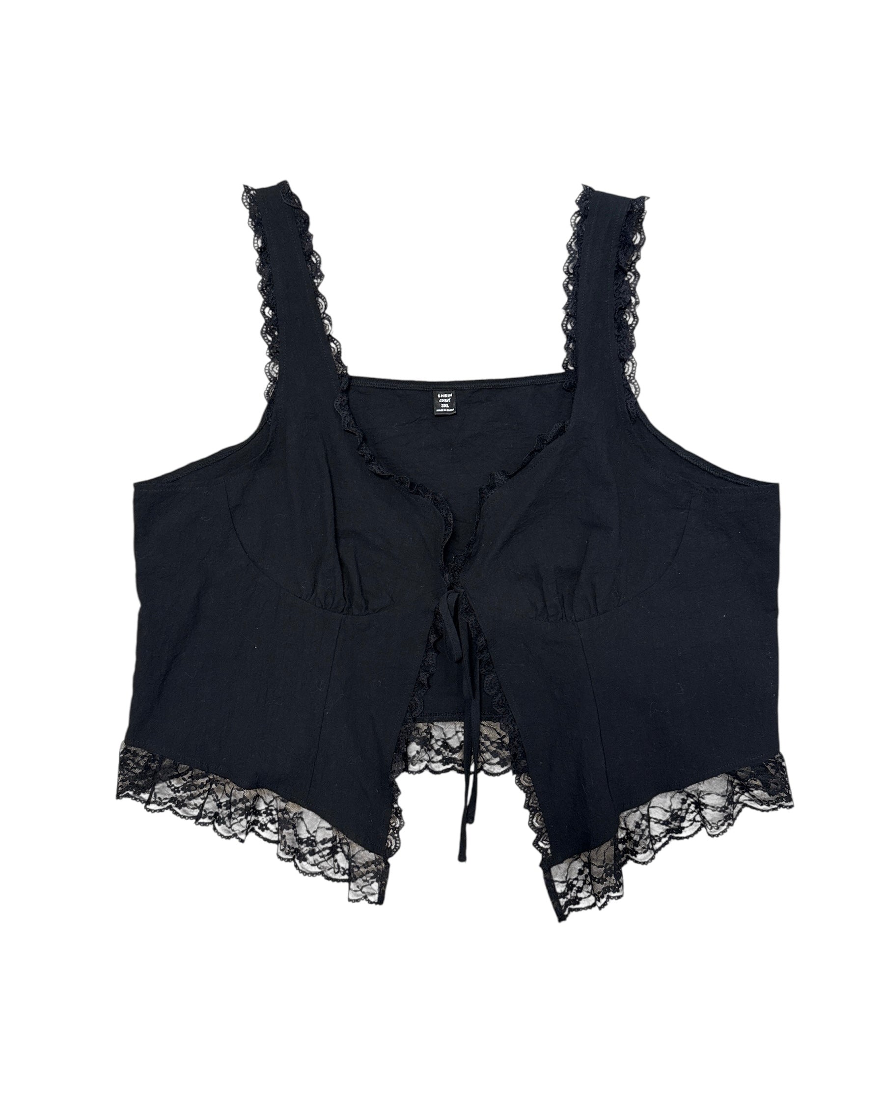 black shein Vest w lace details, 3x