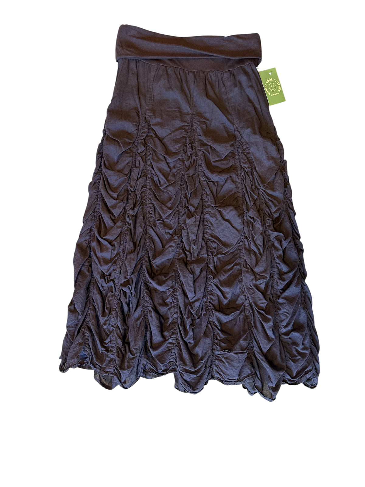brown ruched maxi skirt, s/m