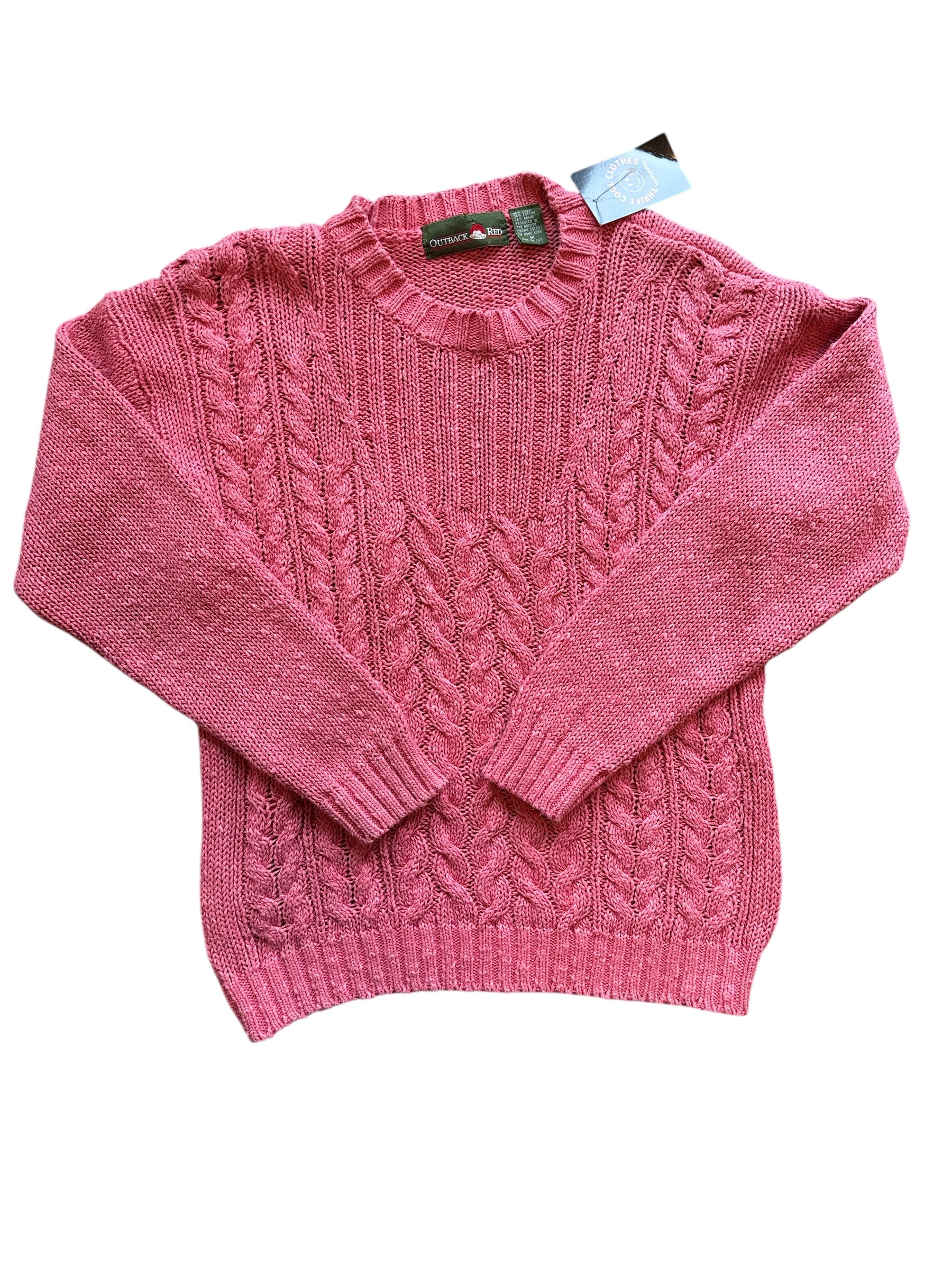 Coral Outback red Cable knit sweater, M