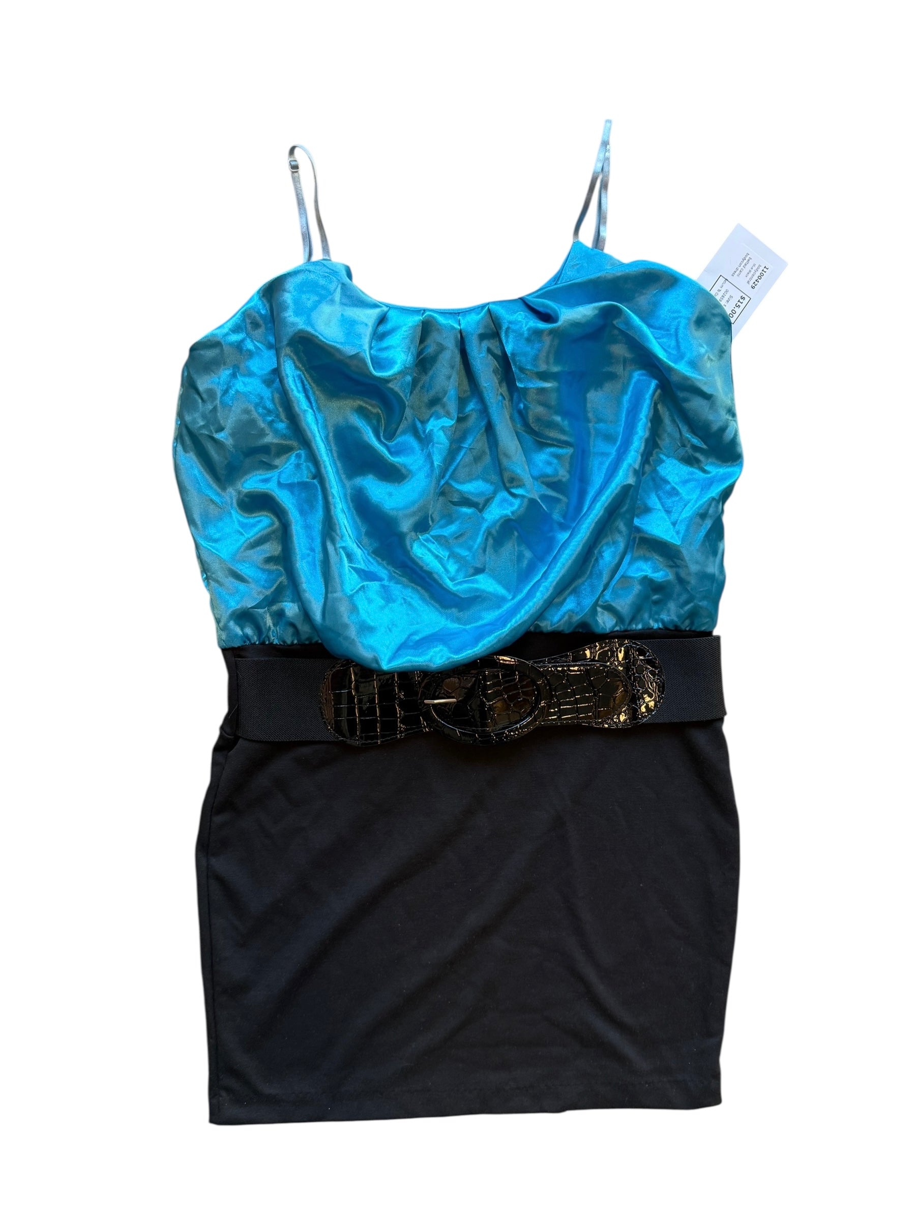 blue black bodycentral belted cami bodycon dress, s