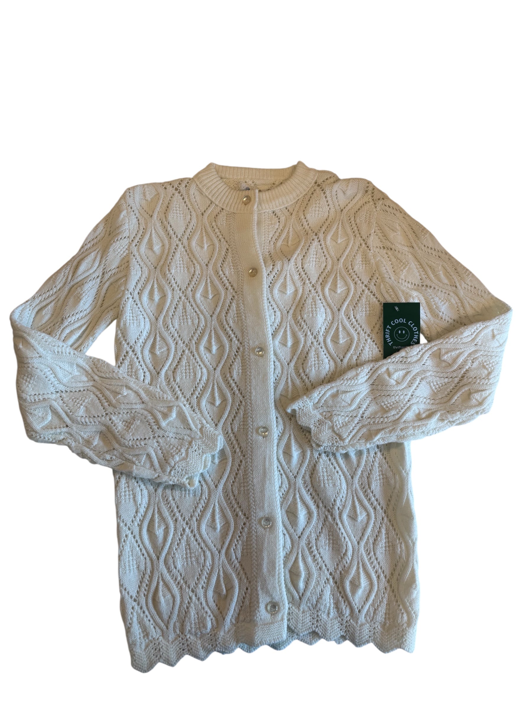 white Wintuk vtg cardigan, L