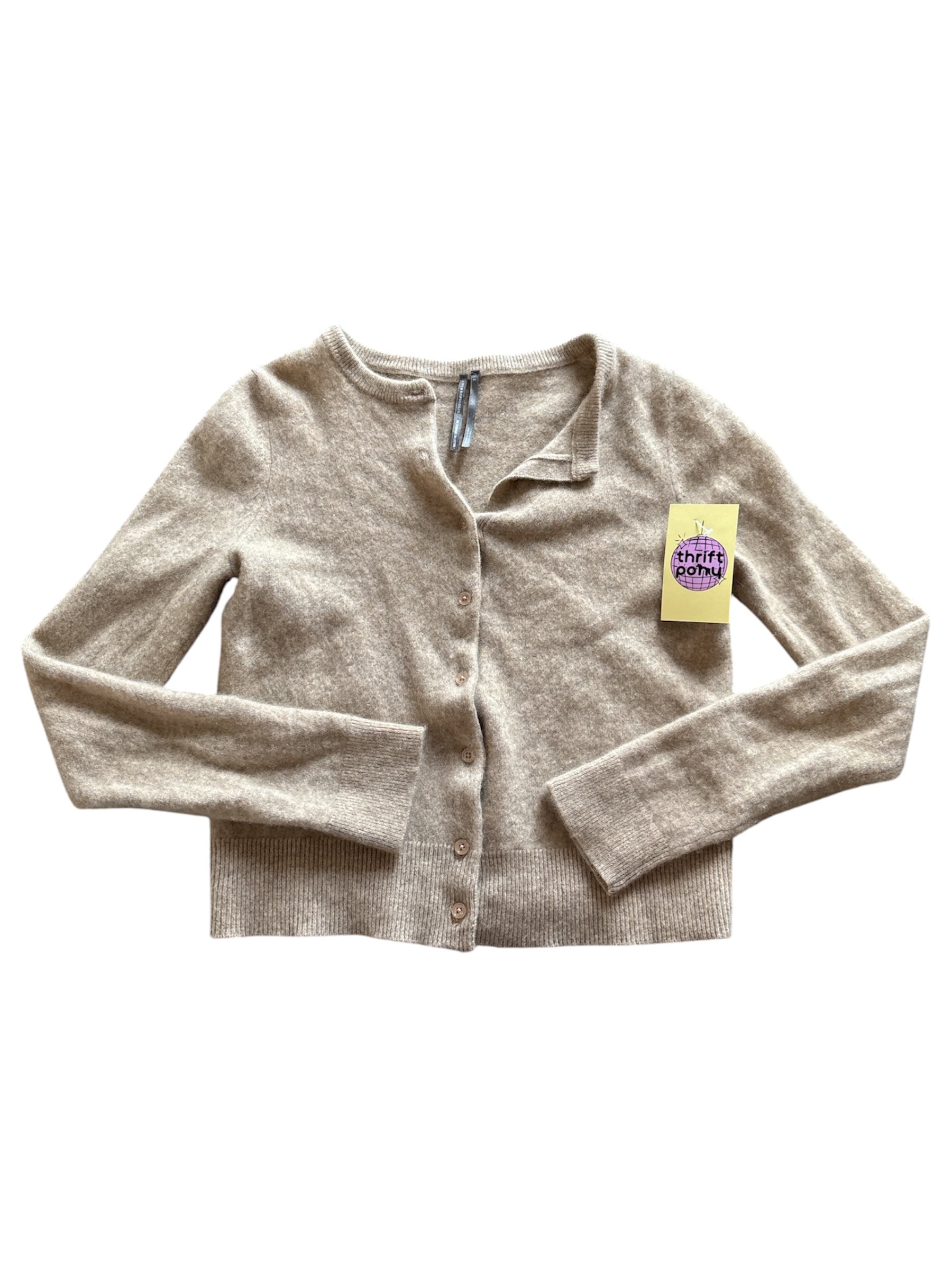 tan anthropologie cashmere cardi, small