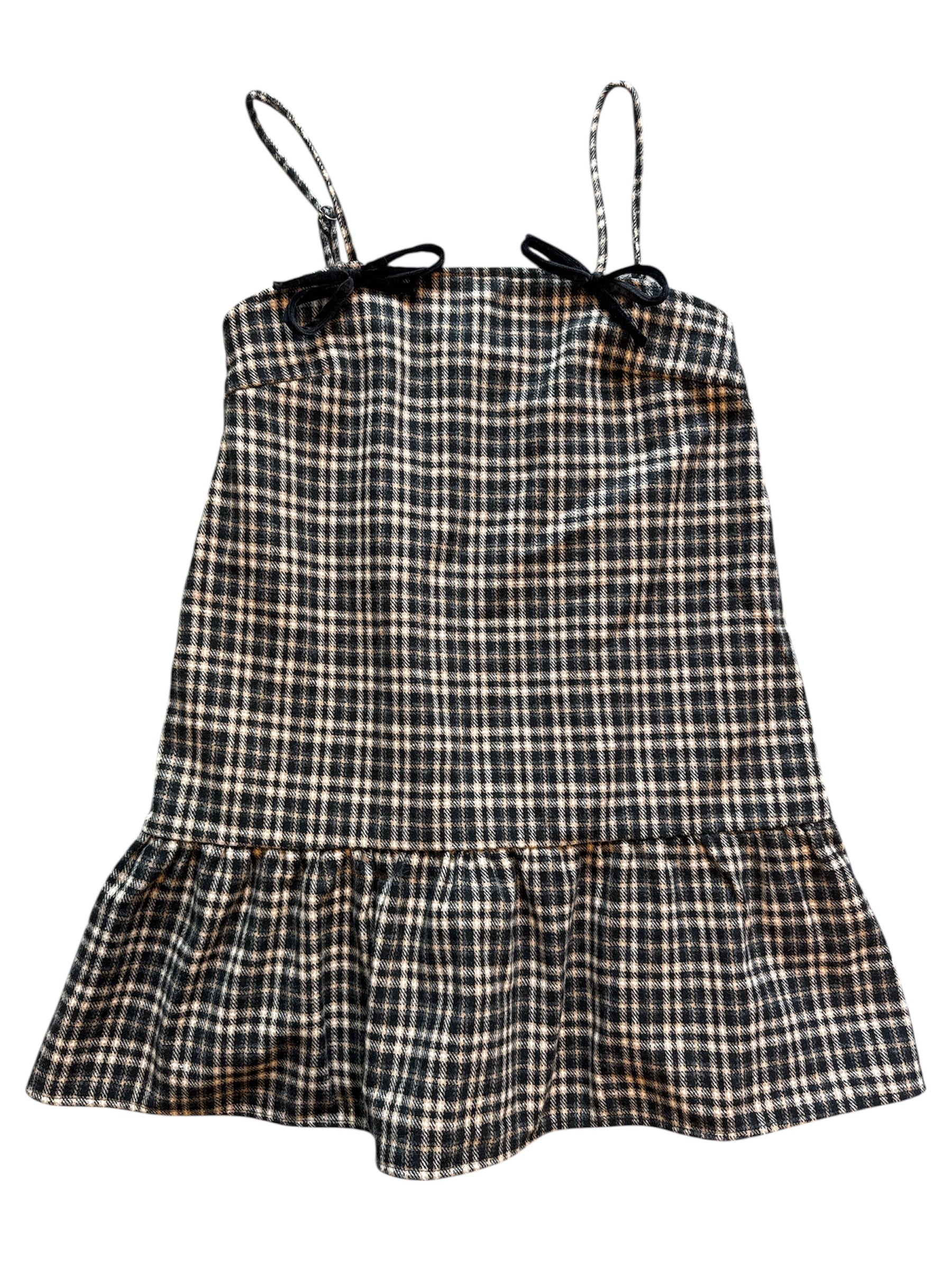 black cider plaid mini tank dress, M