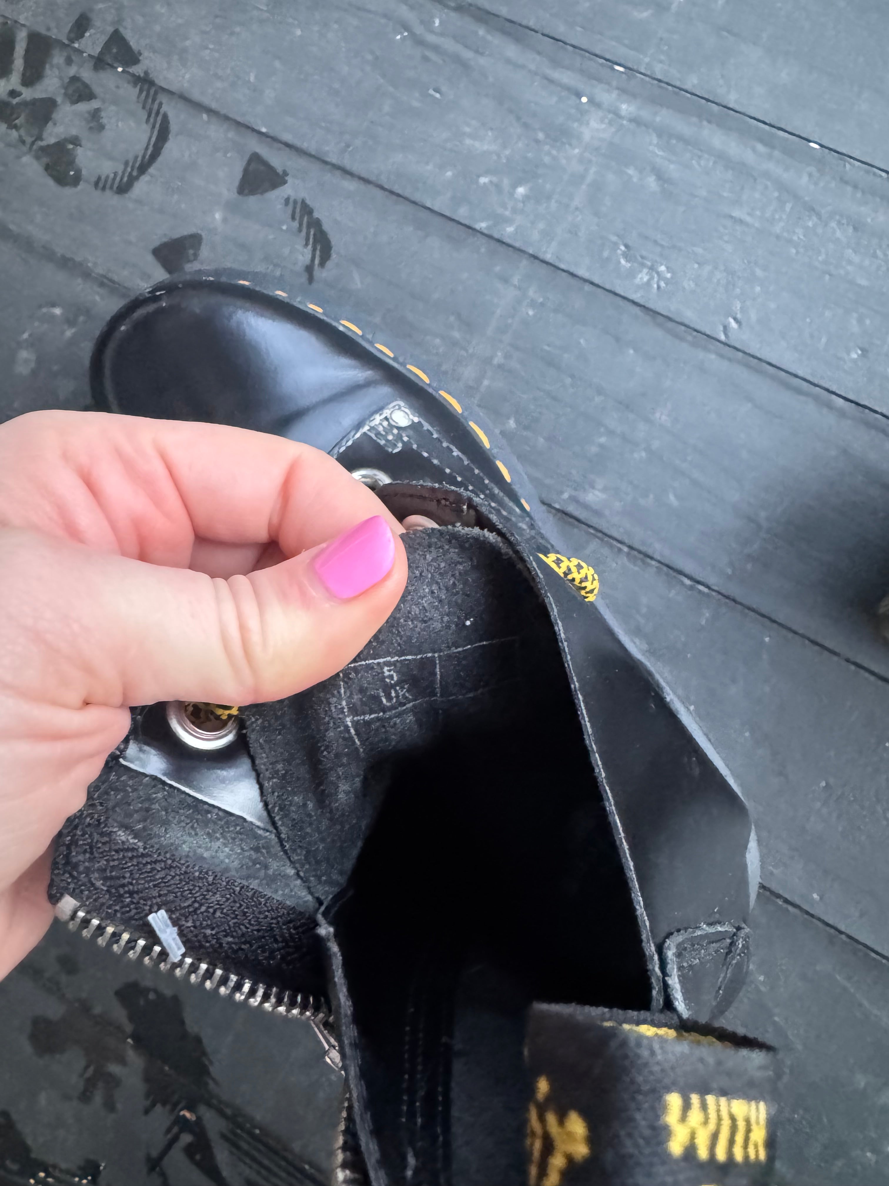 black yellow dr martens platform combat boots, 7 women’s