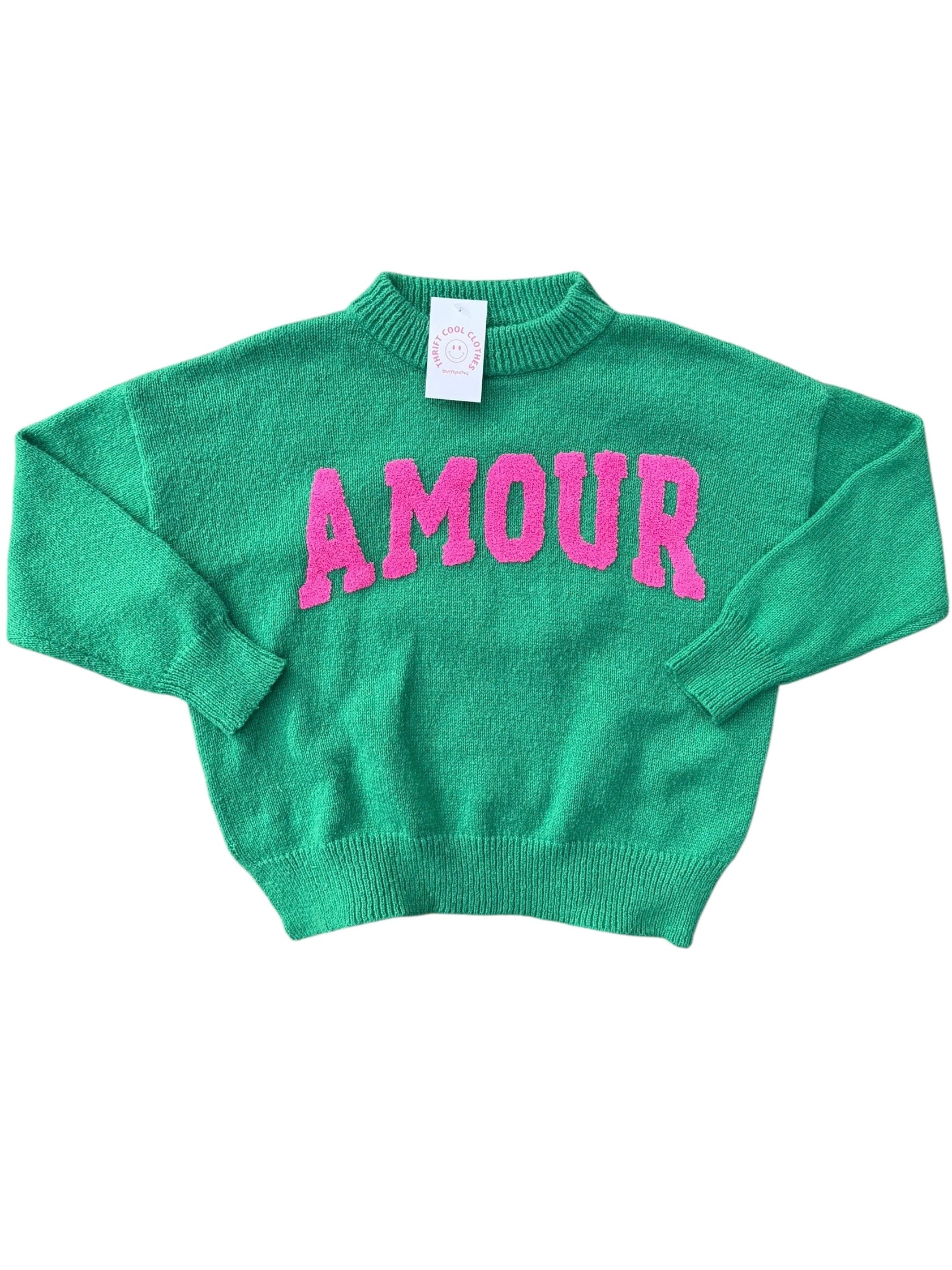 green pink jubylee amour sweater, s/m