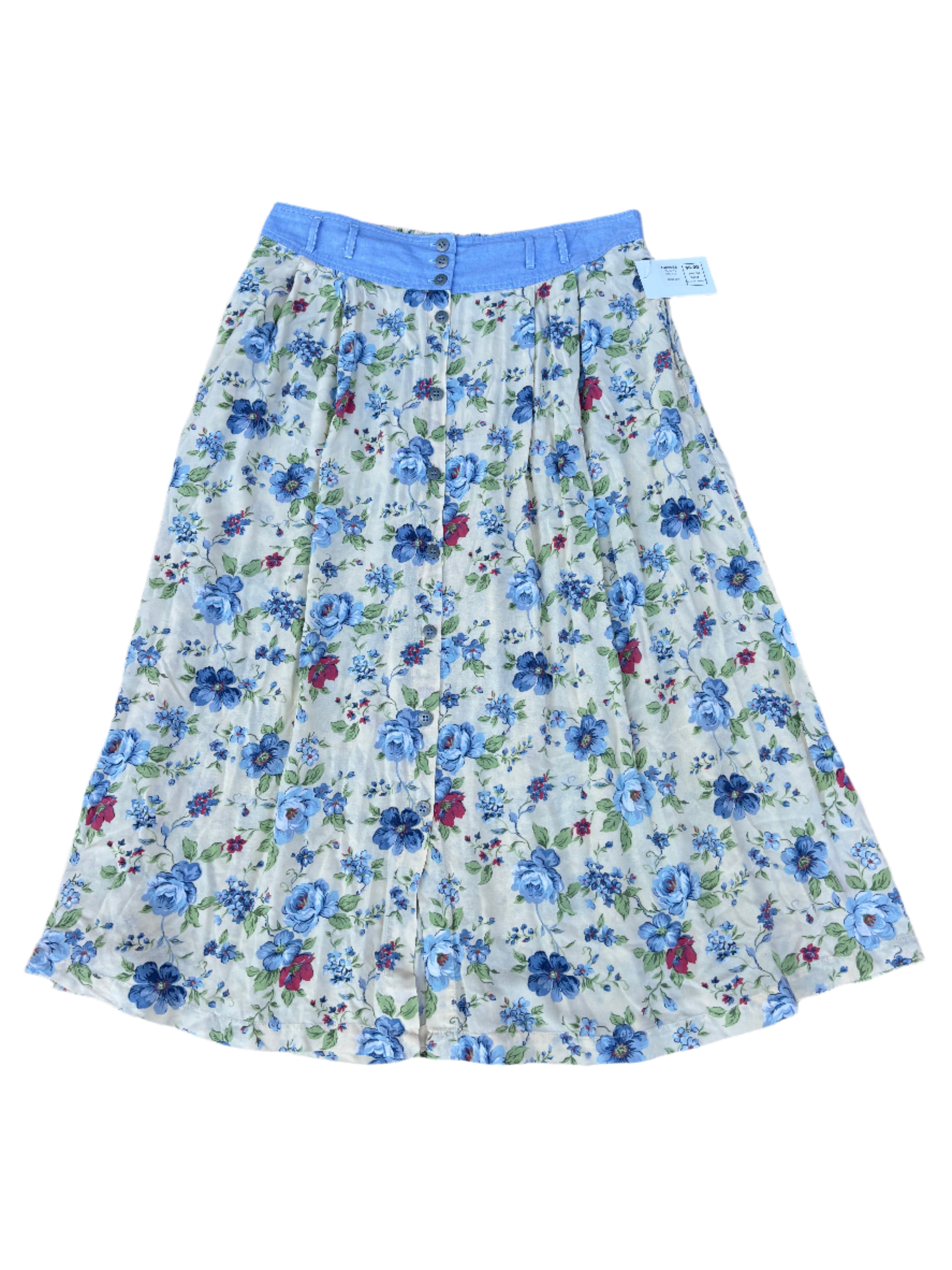 Yellow blue Capacity Floral skirt, Xxl