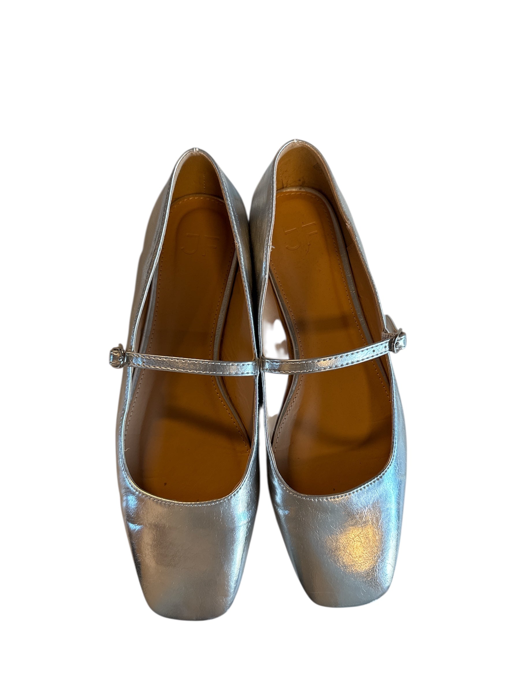 Silver  Metallic Mary Jane flats, 6.5