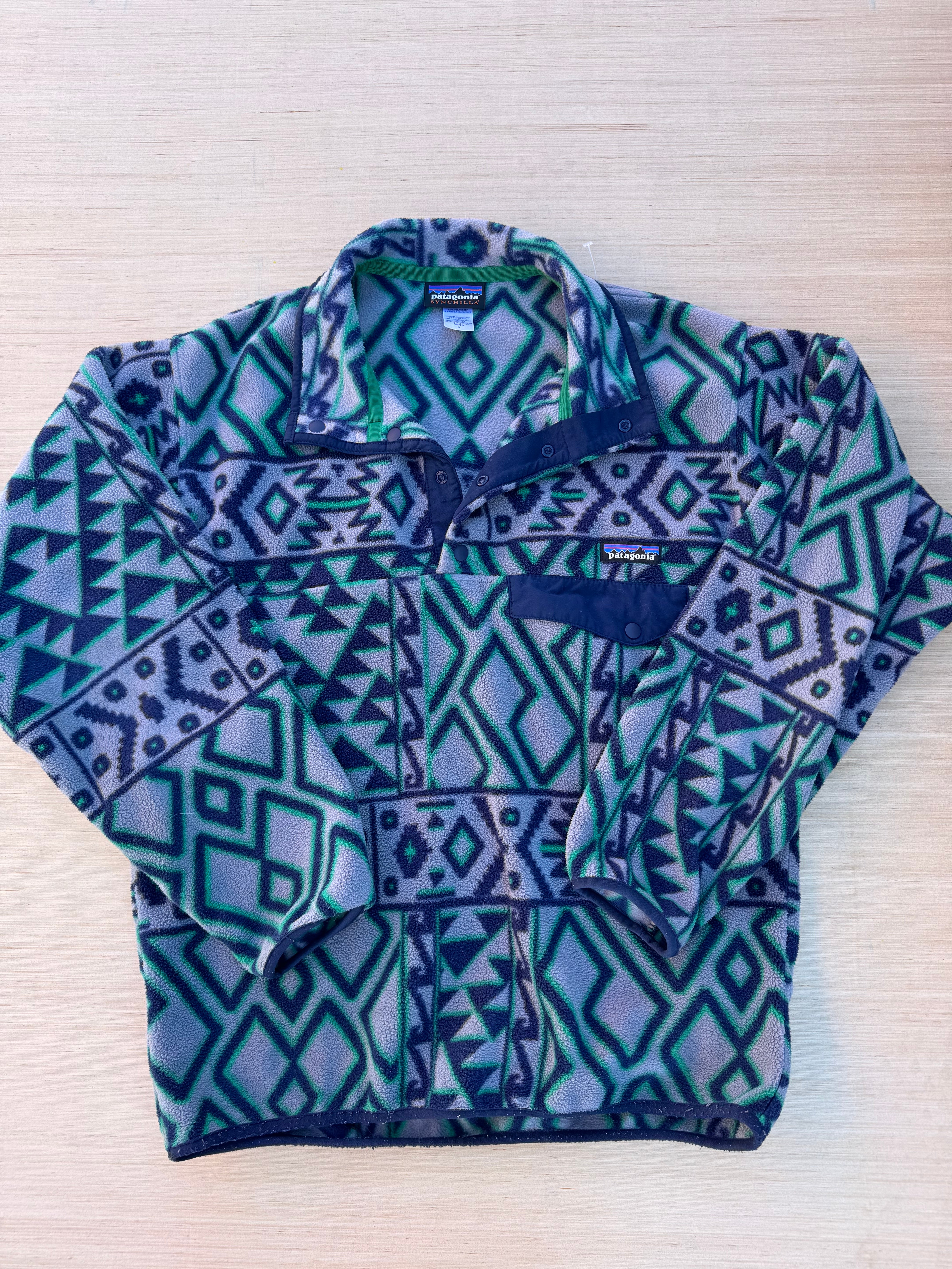 Grey Patagonia Aztec fleece pullover, S