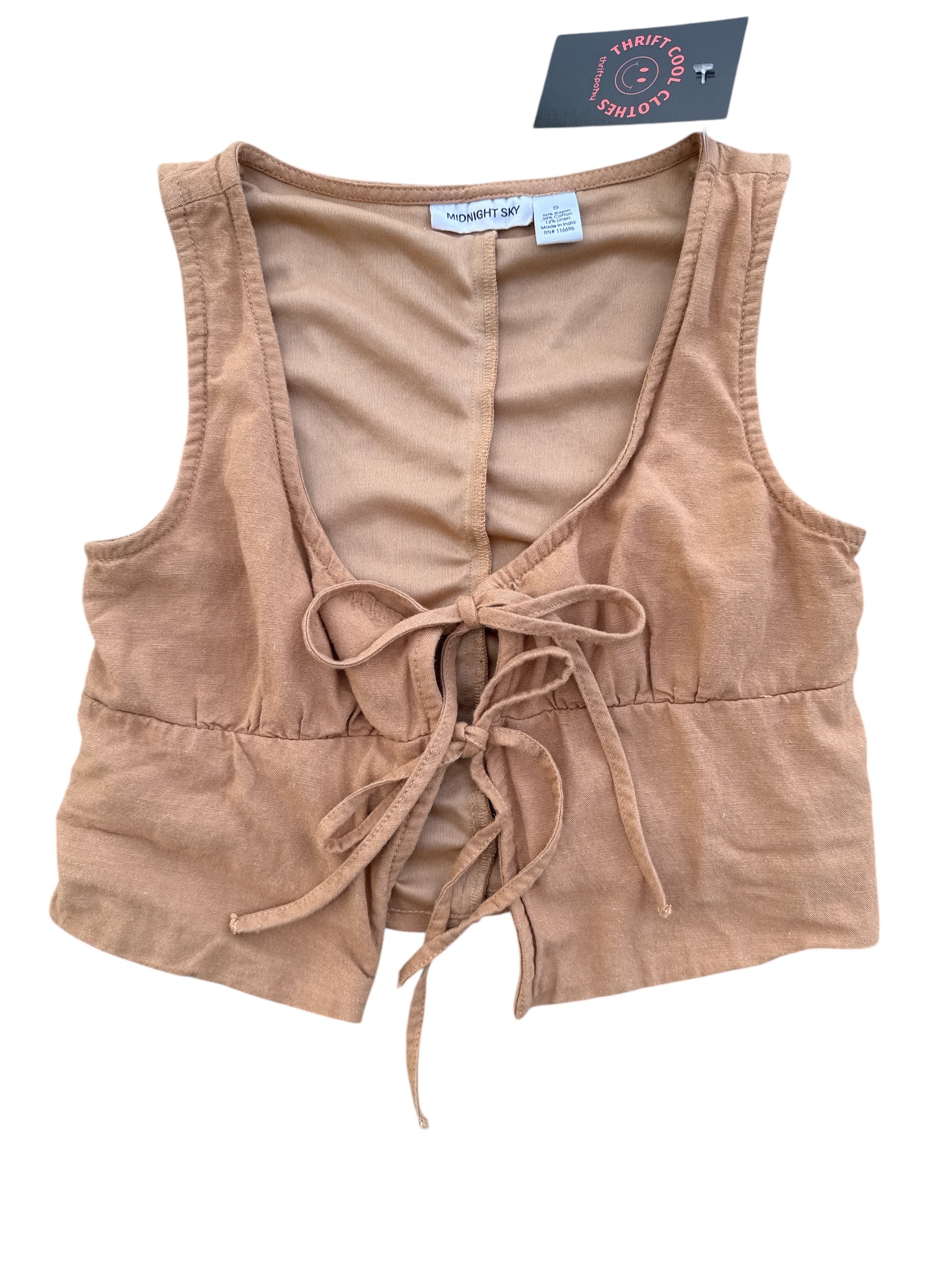 brown midnight sky cloth bustier top, s
