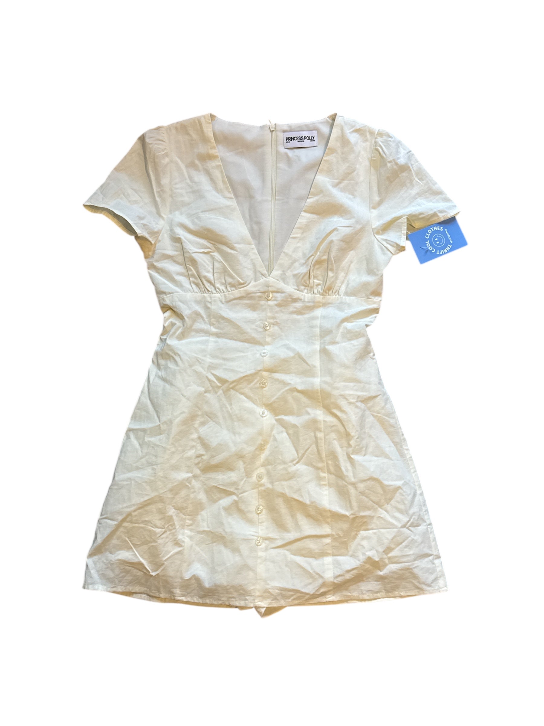 white princess polly cap sleeve mini dress w/ buttons, 4