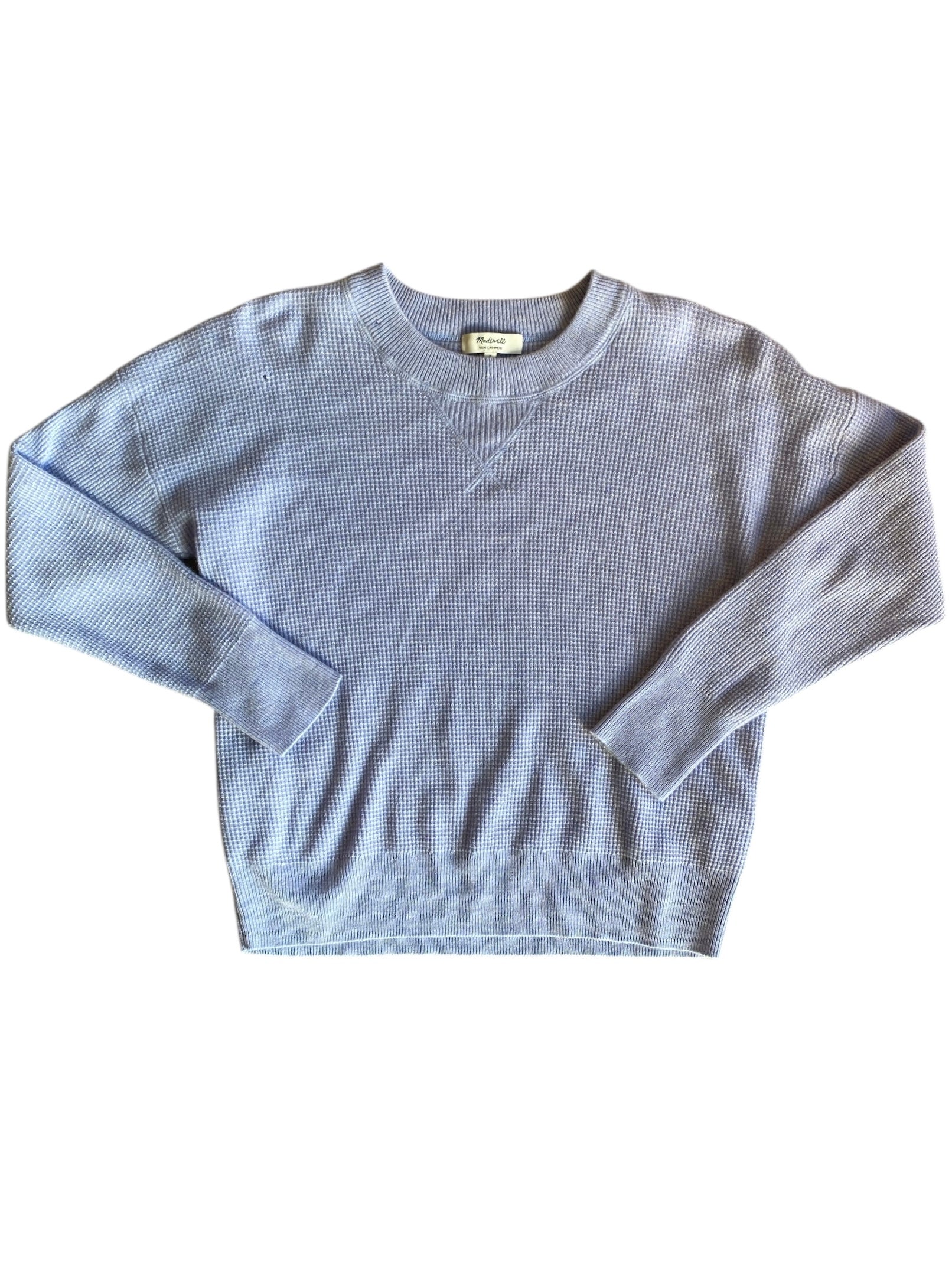 periwinkle madewell waffle knit cashmere sweater, s
