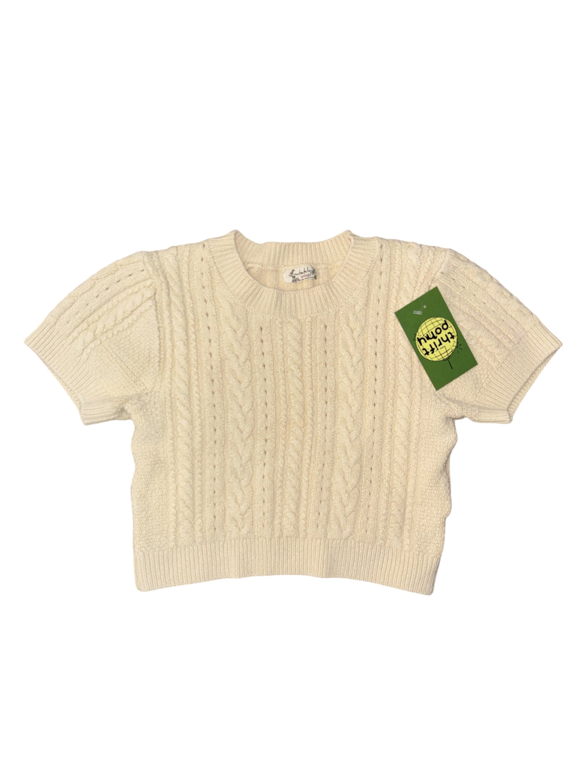 beige free people knit ss crop top, m