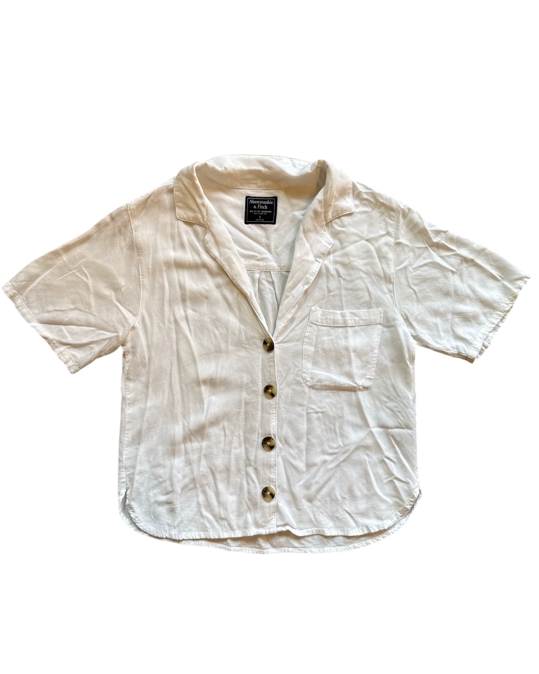 white abercrombie ss button down, s