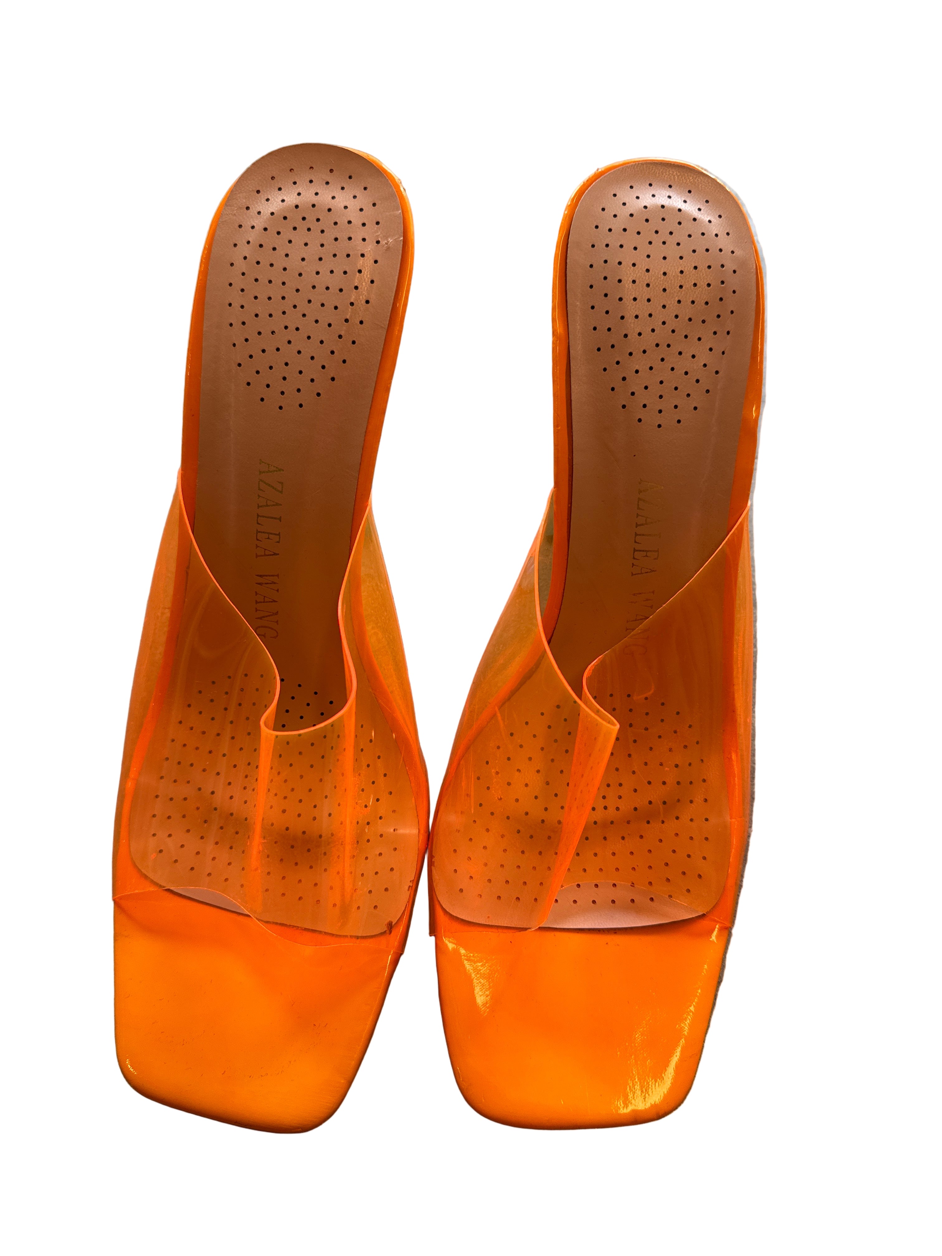 orange blue azalea wang clear plastic heels, 10