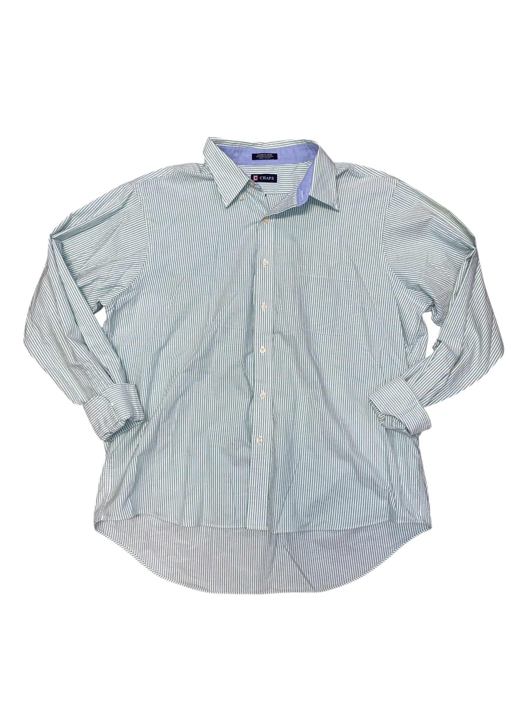 white green chaps stripe button down, xxl