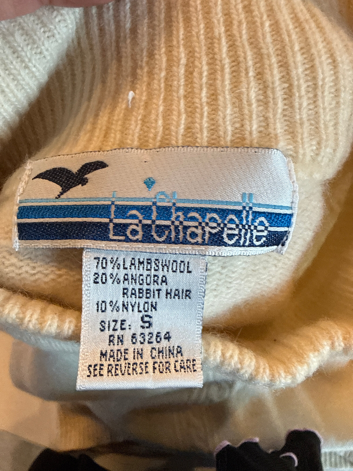 White La Chapelle lambswool / angora Turtleneck sweater, S