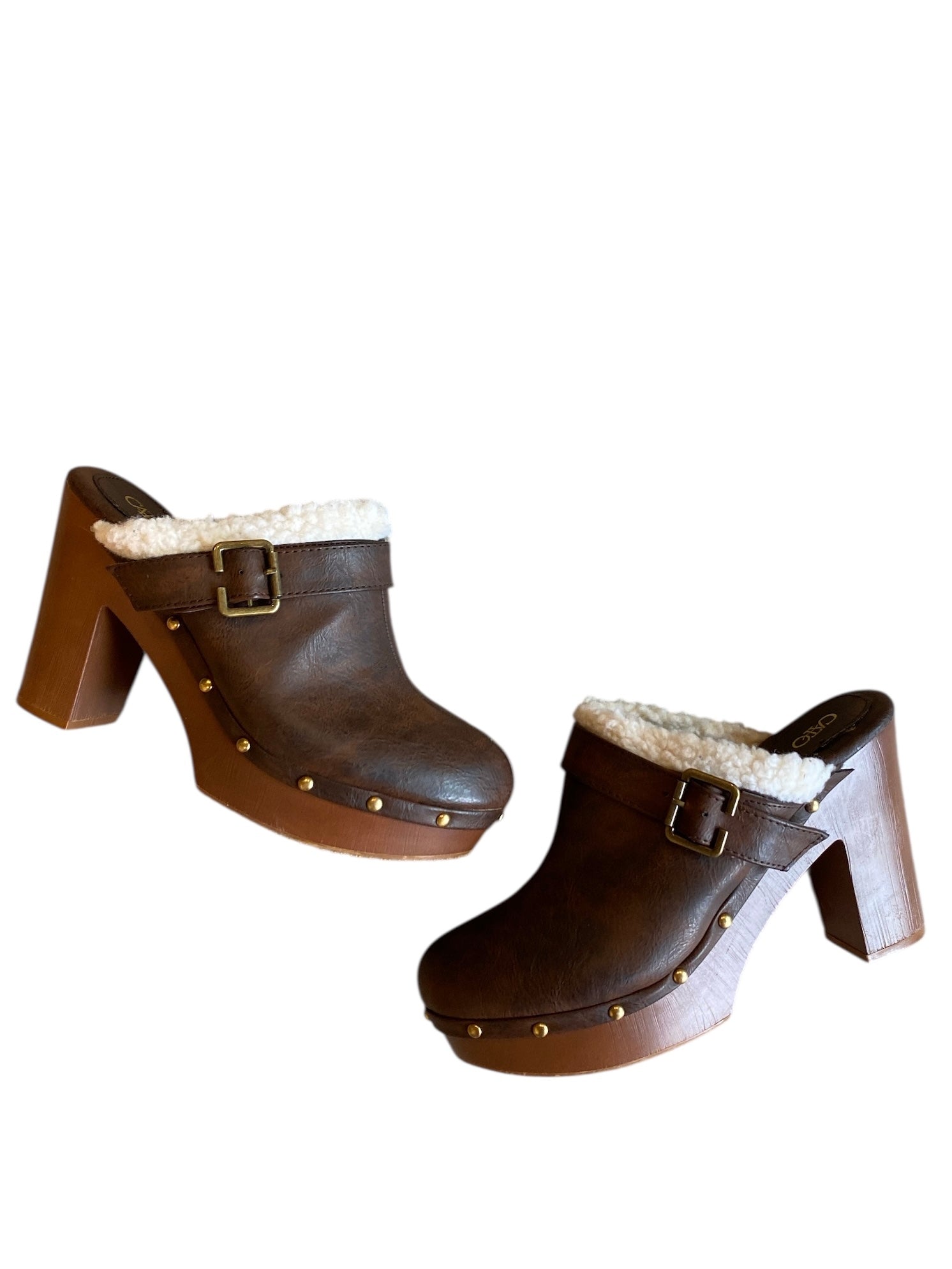 brown cato sherpa trim clogs, 10