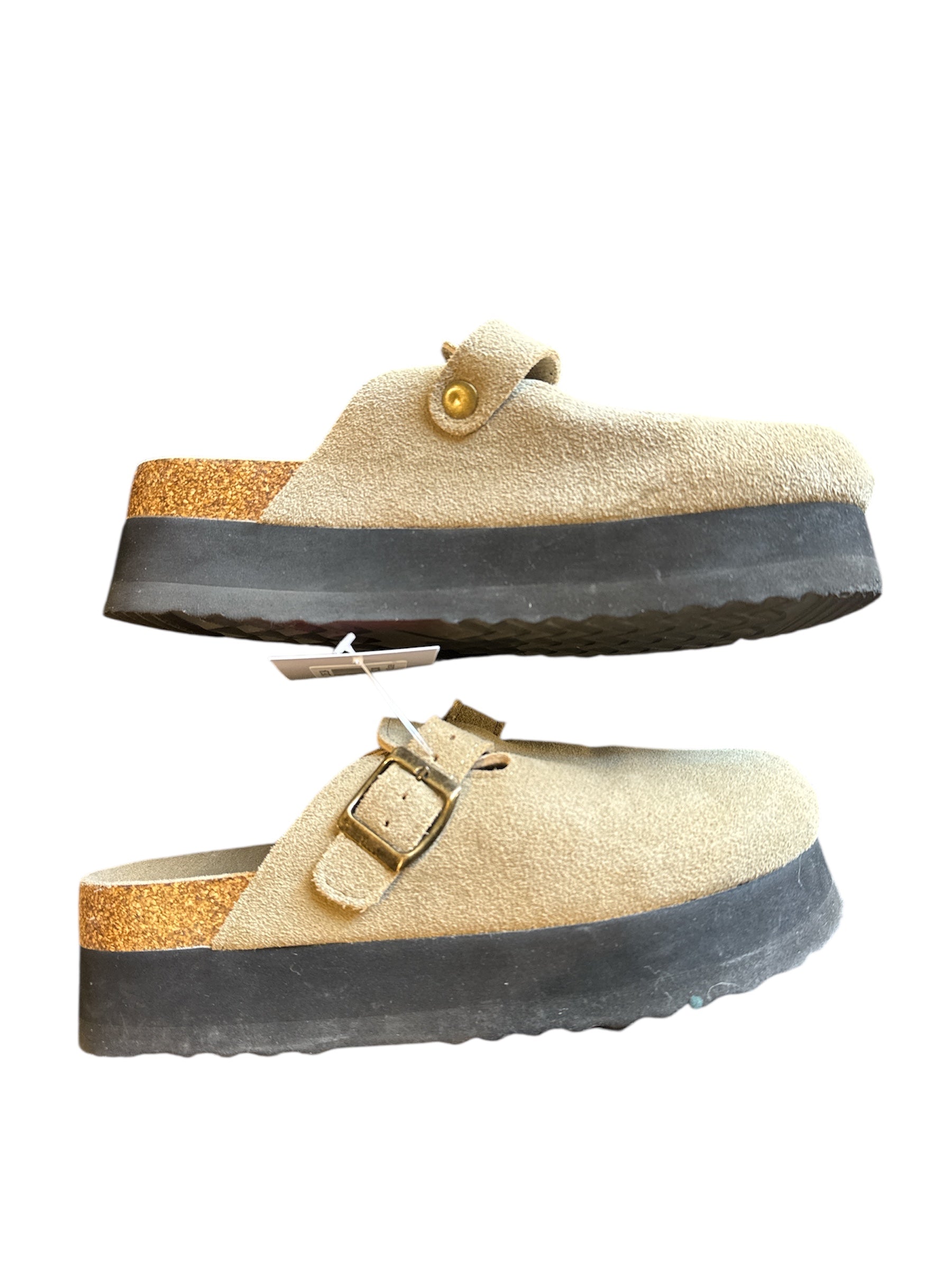 tan rihero platform closed toed mules, 7