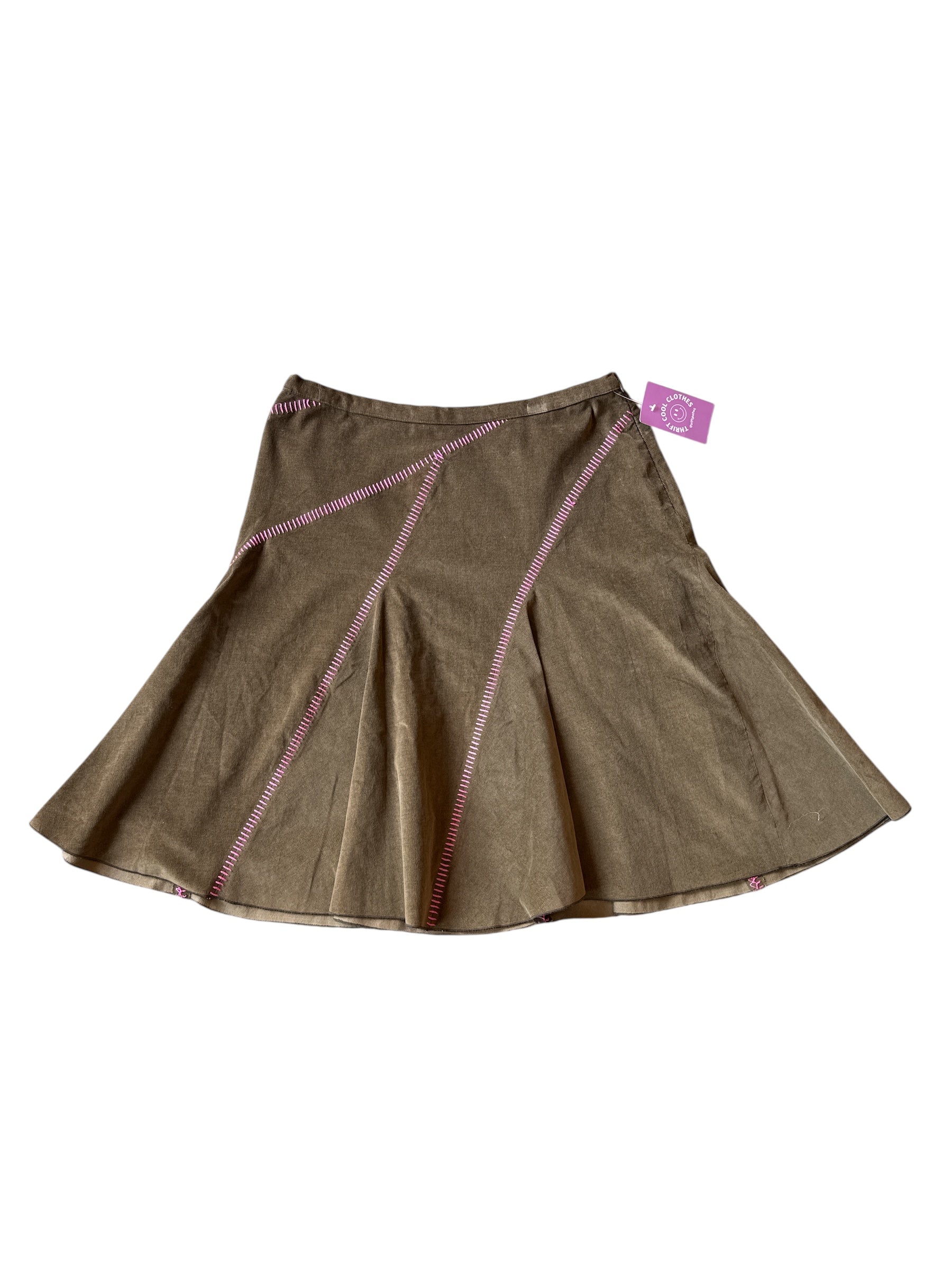 brown noticeable Stitched corduroy skirt, 4
