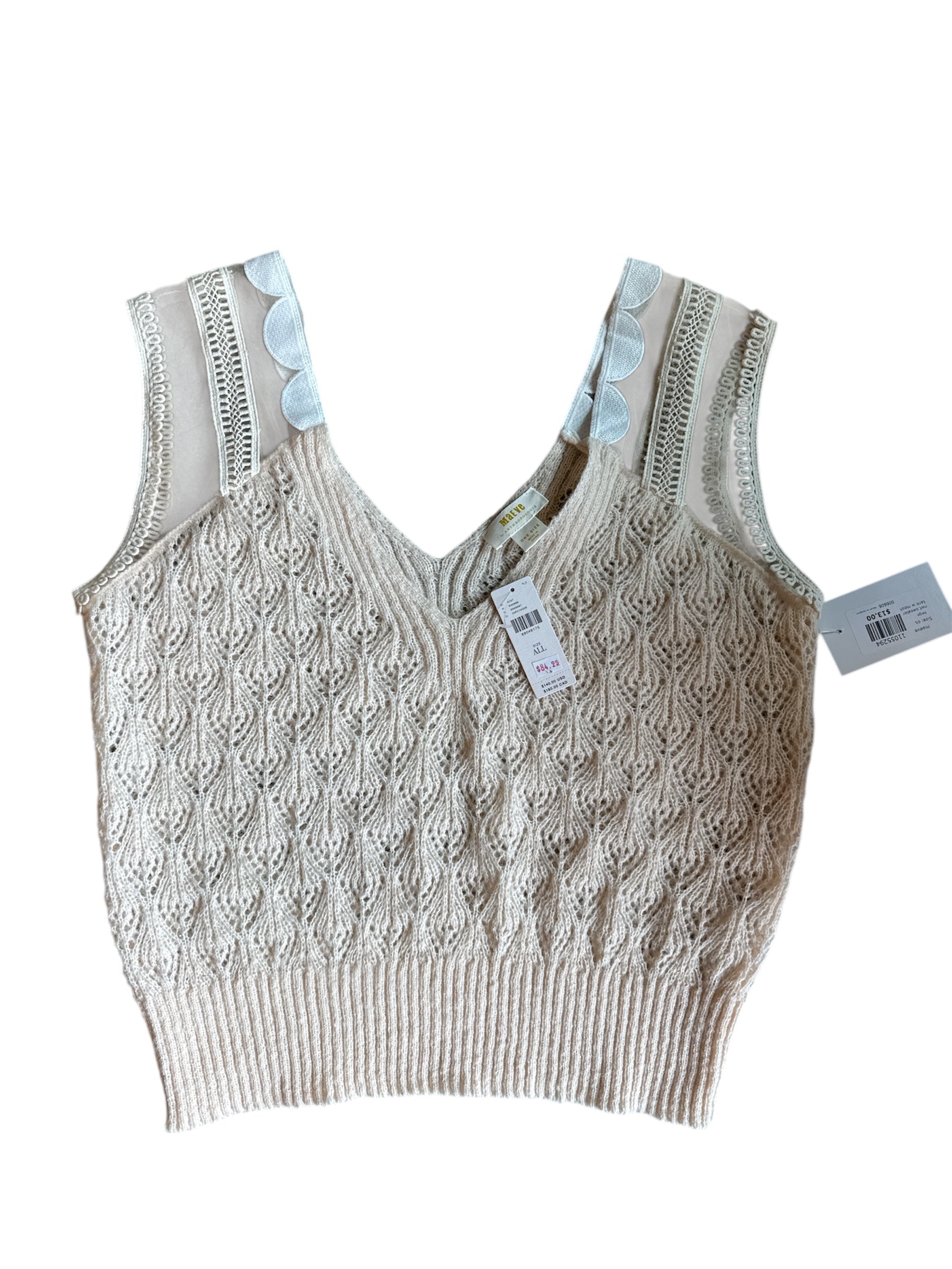 beige maeve nwt sweater tank w mesh strap, os