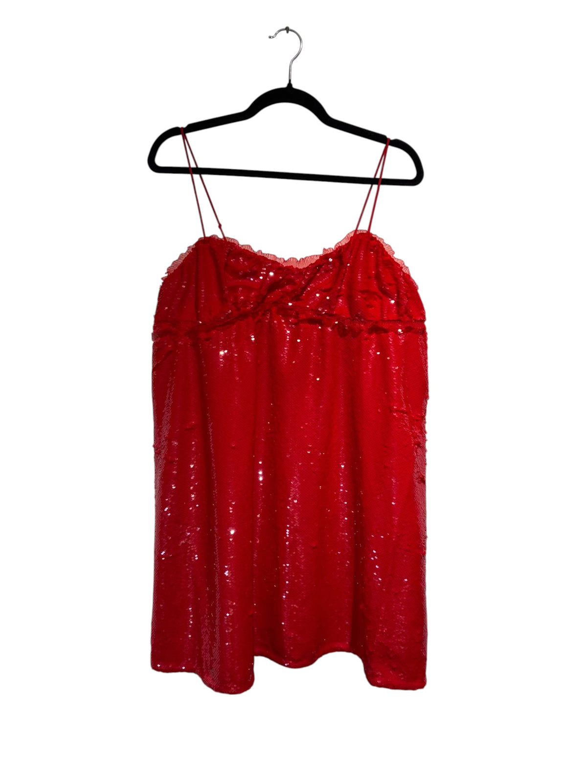 red ganni sequined mini dress, 40
